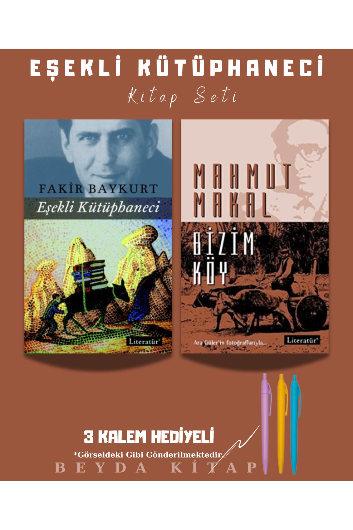 İletişim Yayınları Eşekli Kütüphaneci - Bizim Köy - Kitap Seti - Kalem Hediyeli
