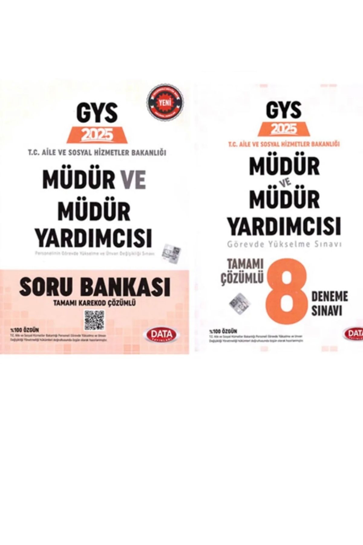 Data Yayınları 2025 GYS Aile ve Sosyal Hizmetler Bakanlığı Müdür ve Müdür Yardımcısı Soru +Deneme 2 kit.