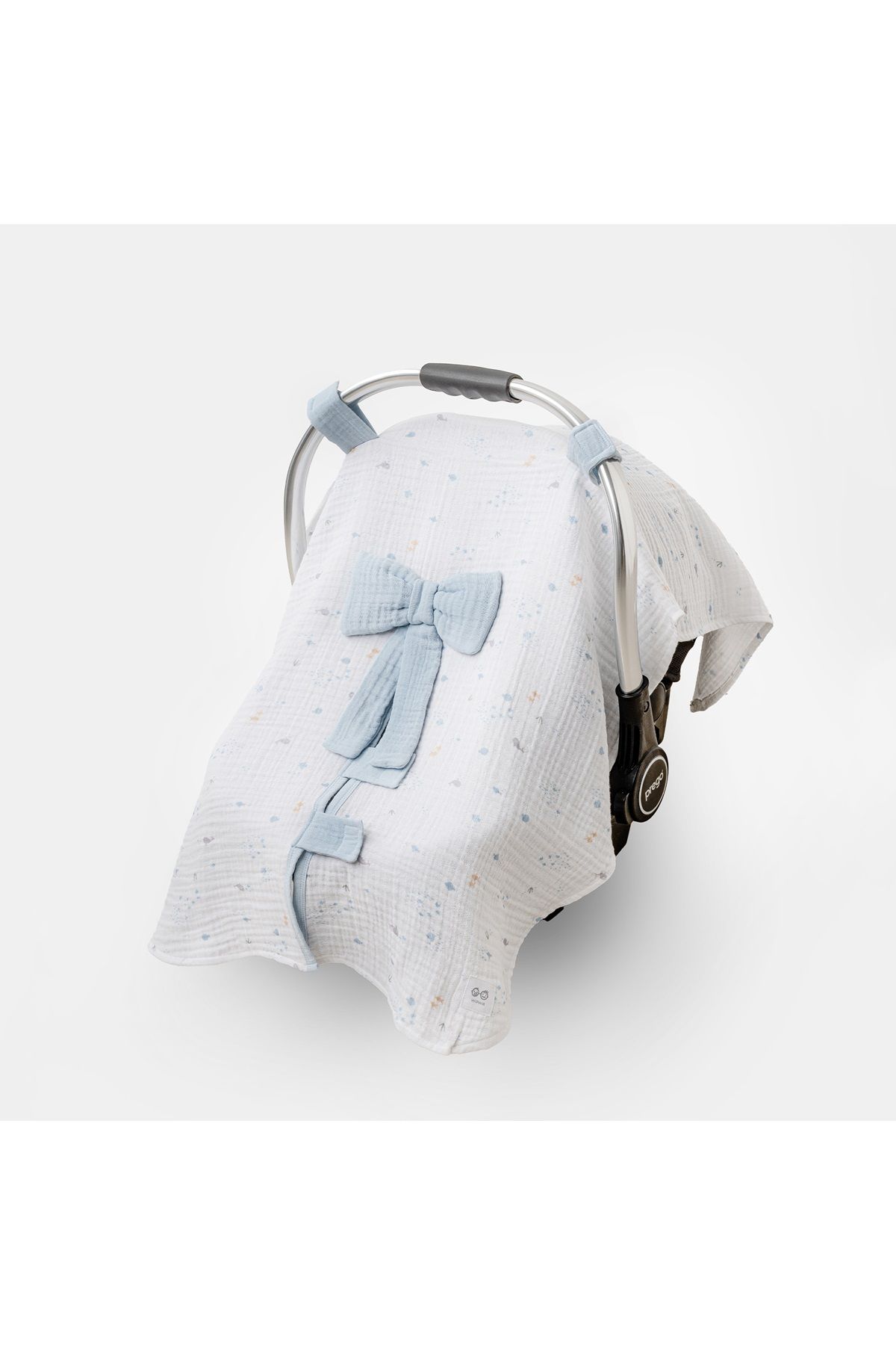 andywawa BEBEK ANA KUCAĞI ÖRTÜSÜ CAR SEAT COVER OCEAN IS MY HAPPY PLACE MUSLIN WHITE