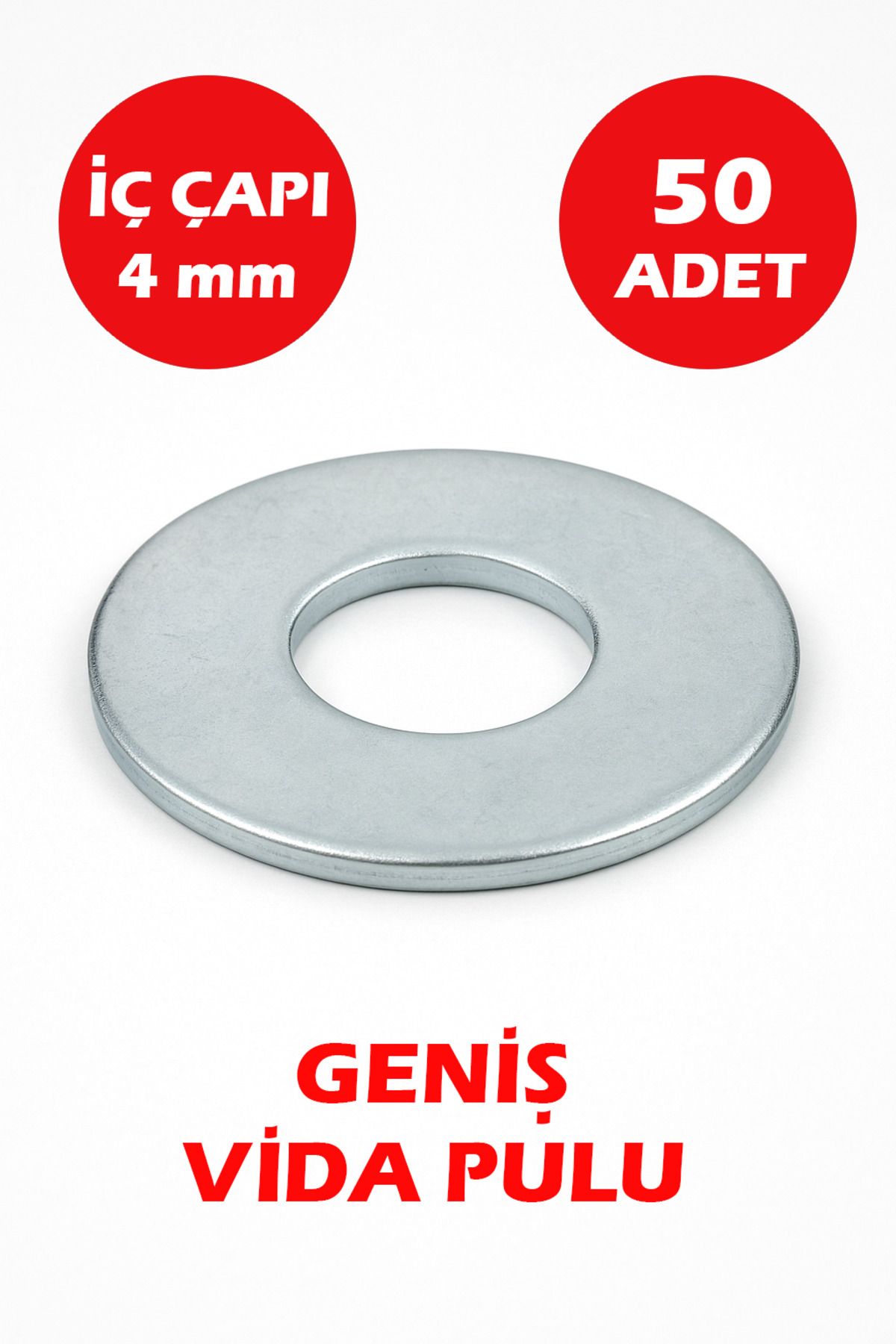 Şenzen 4 mm Delikli Geniş Pul 50 Adet