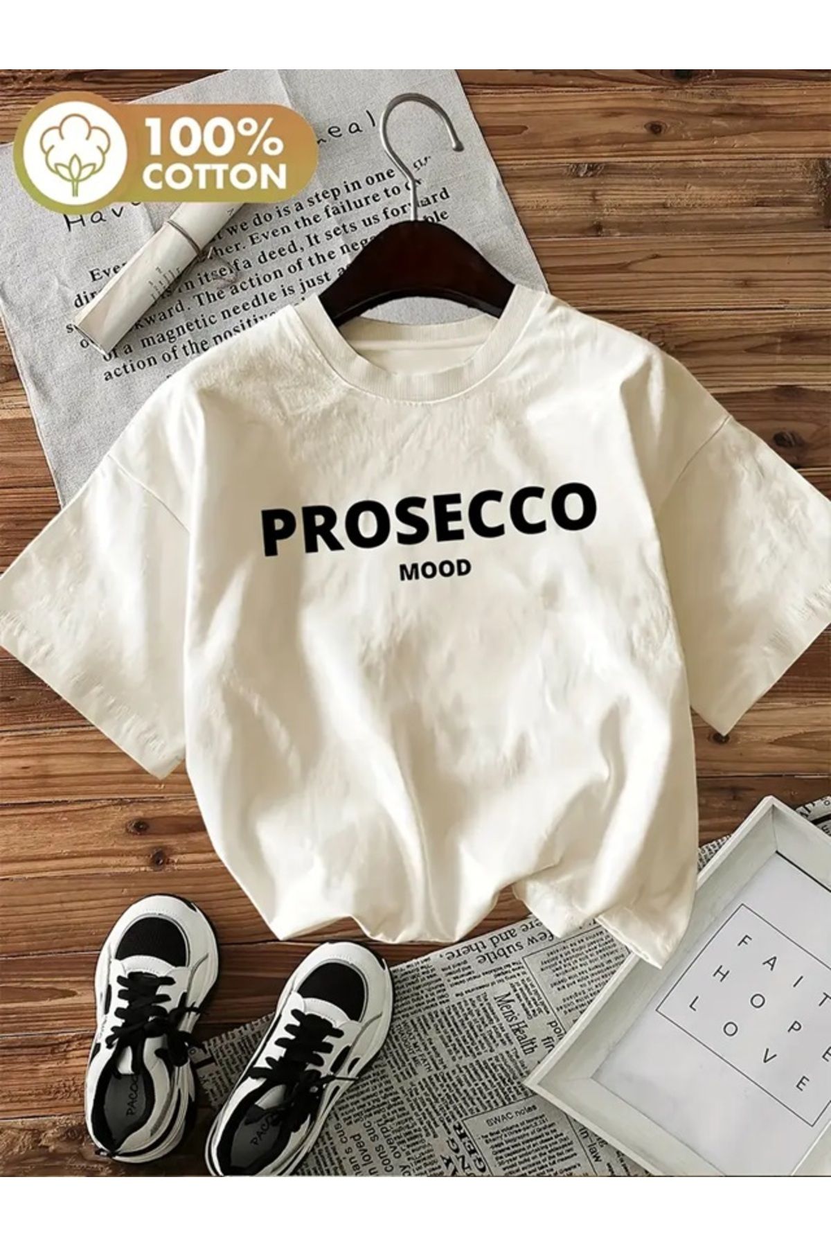 Touz Moda Prosecco Mood Baskılı Oversize T-shirt