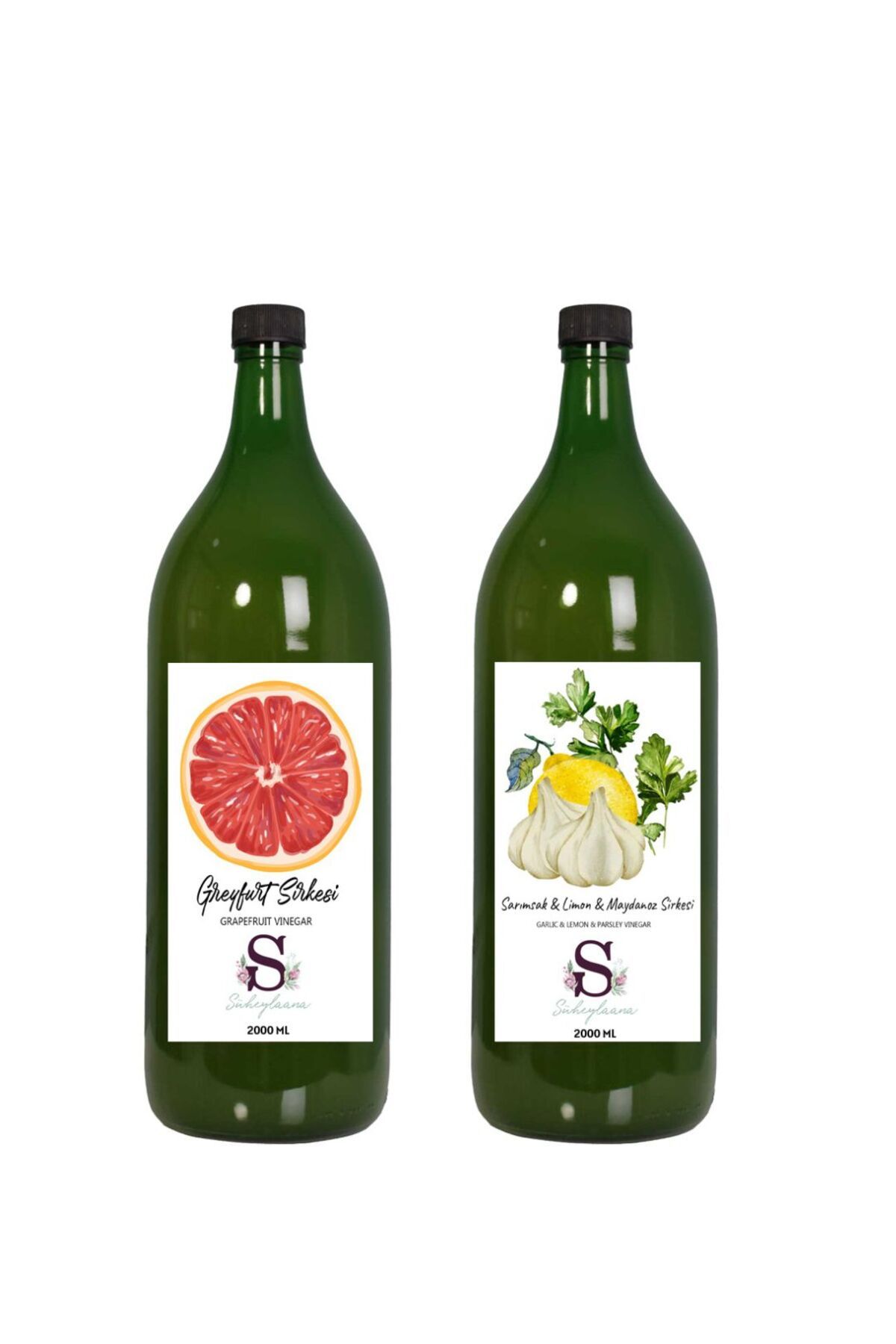 Süheylaana Doğal Greyfurt Sirkesi 2000 Ml - Doğal Sarımsak & Limon & Maydanoz Sirkesi 2000 Ml