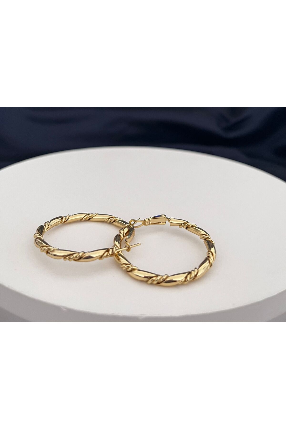 stainles steel VIP 14K Burma Detaylı Halka Küpe