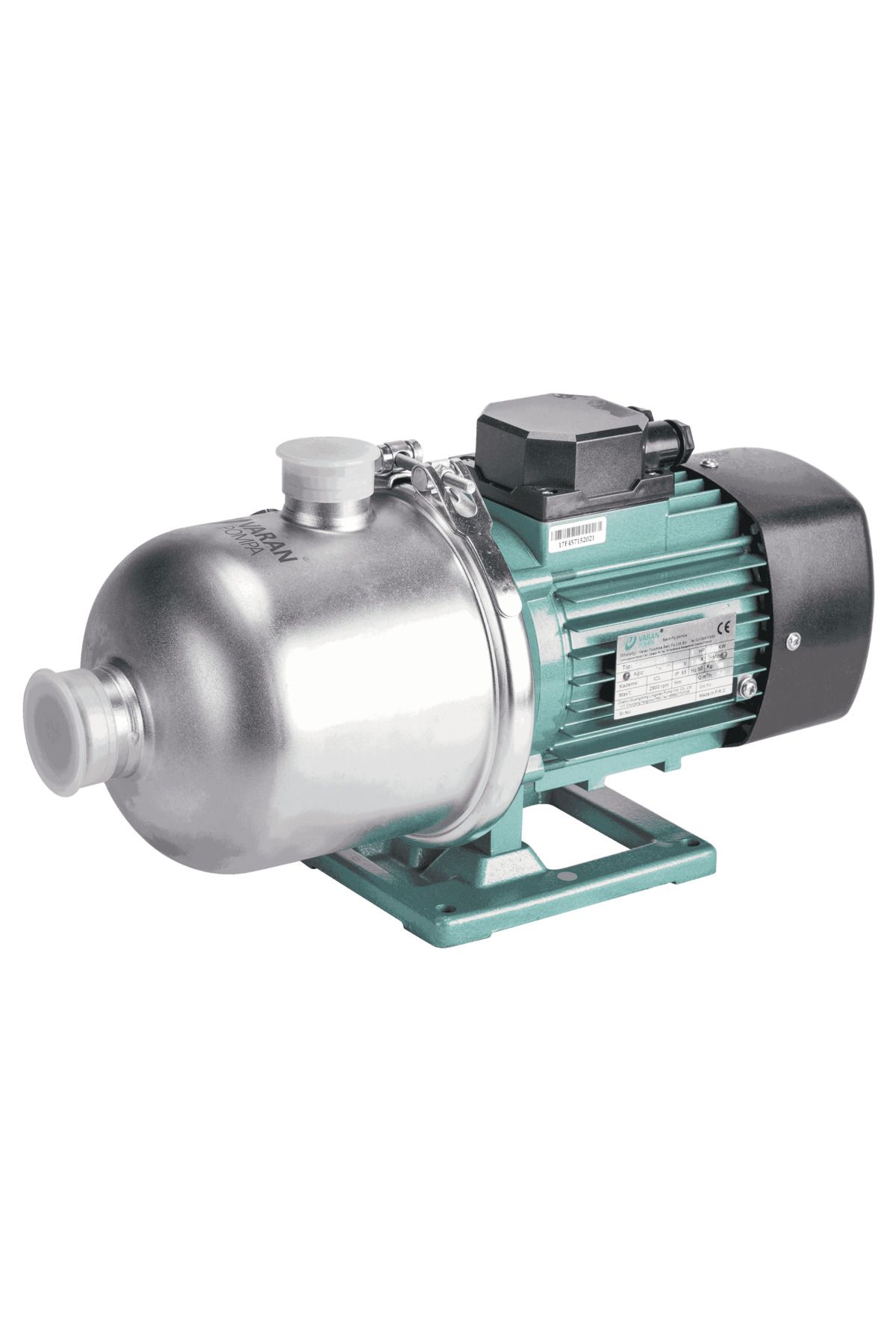 logipump Varan CMF 12-25 Kademeli Paslanmaz Santrifüj Pompa 3 HP / 2.2 kW, Trifaze 380 V, 50 Mss (AISI 316)