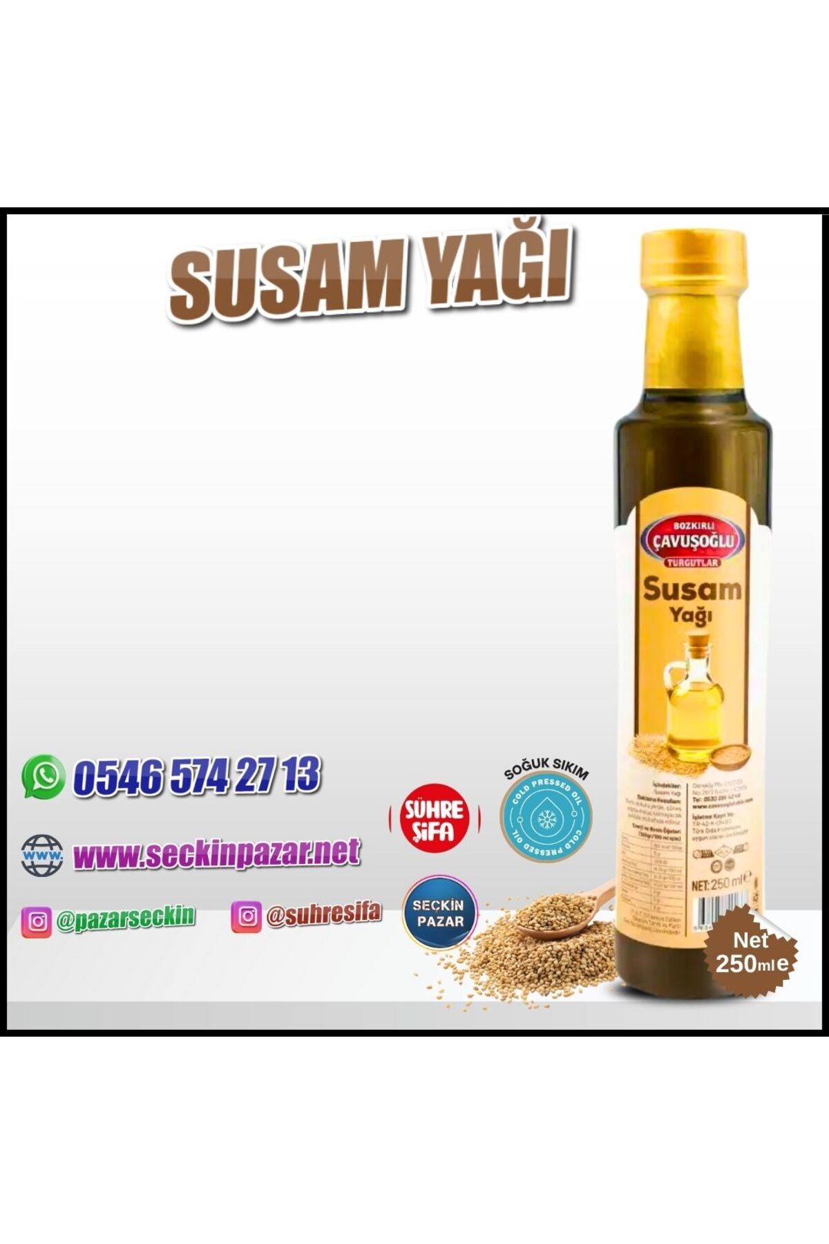 Bozkırlı Çavuşoğlu Susam Yağı 250ml