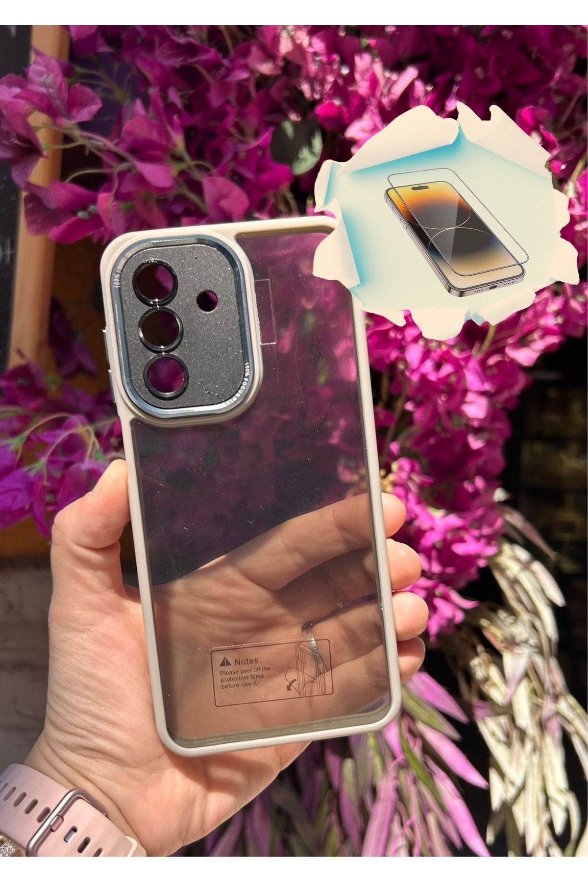 CNL Samsung Galaxy A26 5G Uyumlu Kaliteli Sararmaz Gri-Şeffaf Kılıf - Kırılmaz Cam Hediyeli