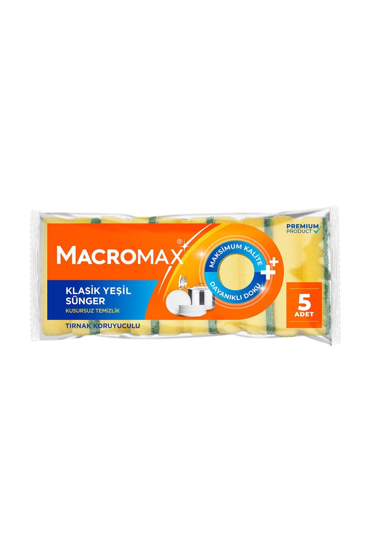 MACROMAX Klasik Yeşil Oluklu Sünger 5'li