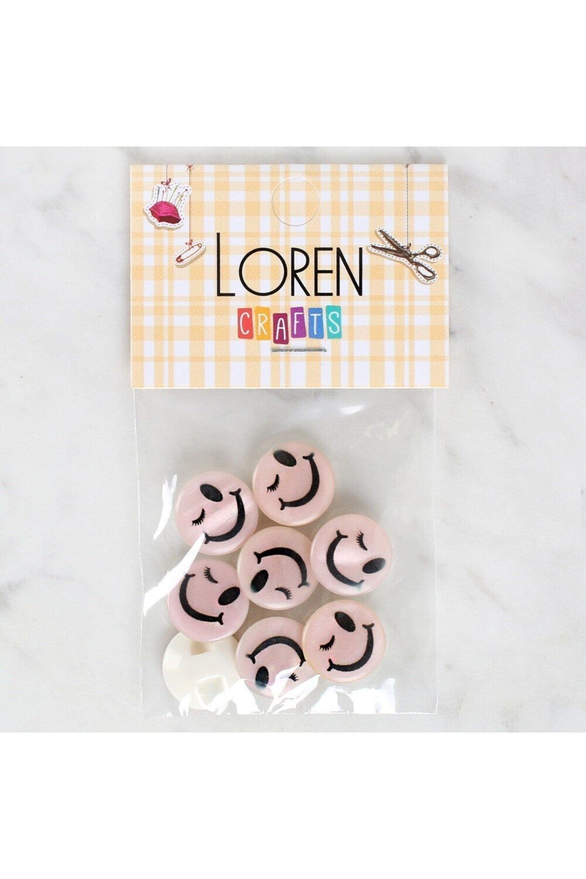Emperium Loren Crafts 8'li Gülen Yüz Düğme - 1026
