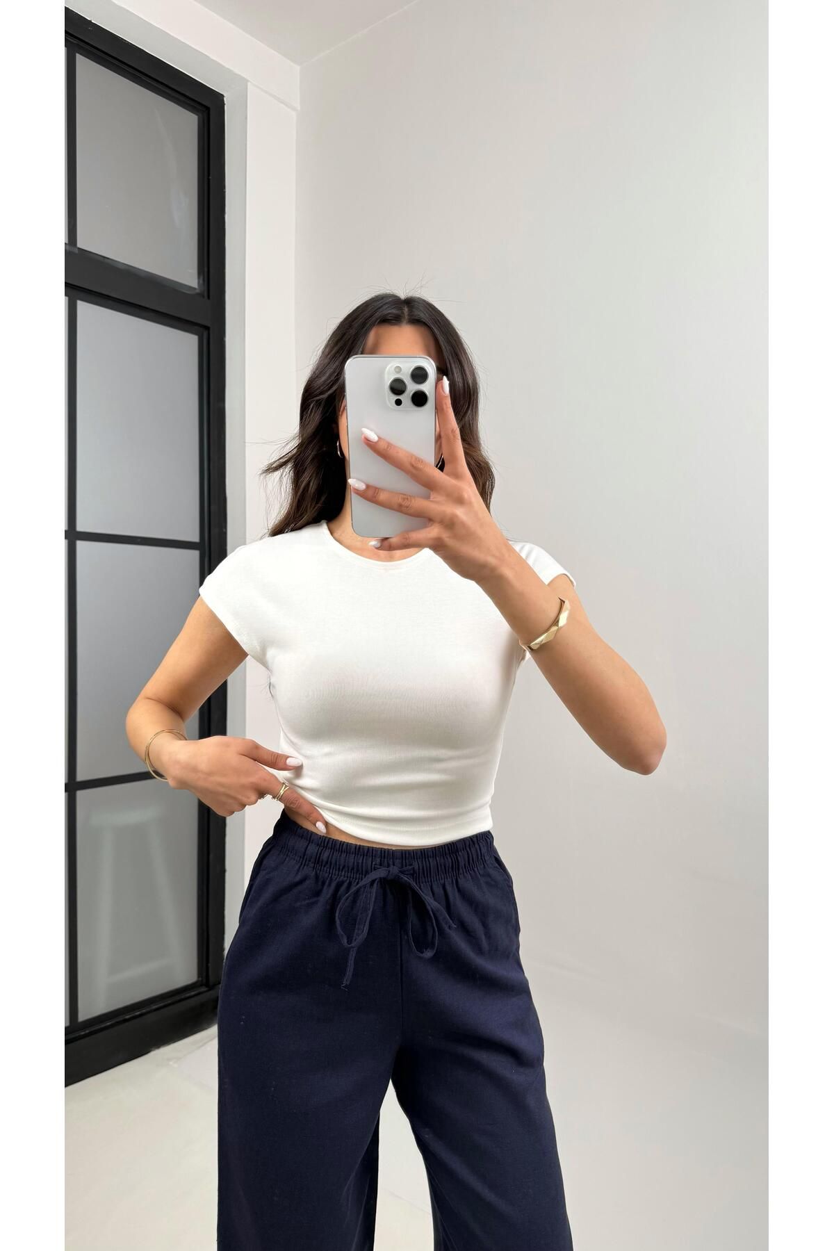 Gaus Beyaz Basic Kısa Kol Tshirt Gaus00345