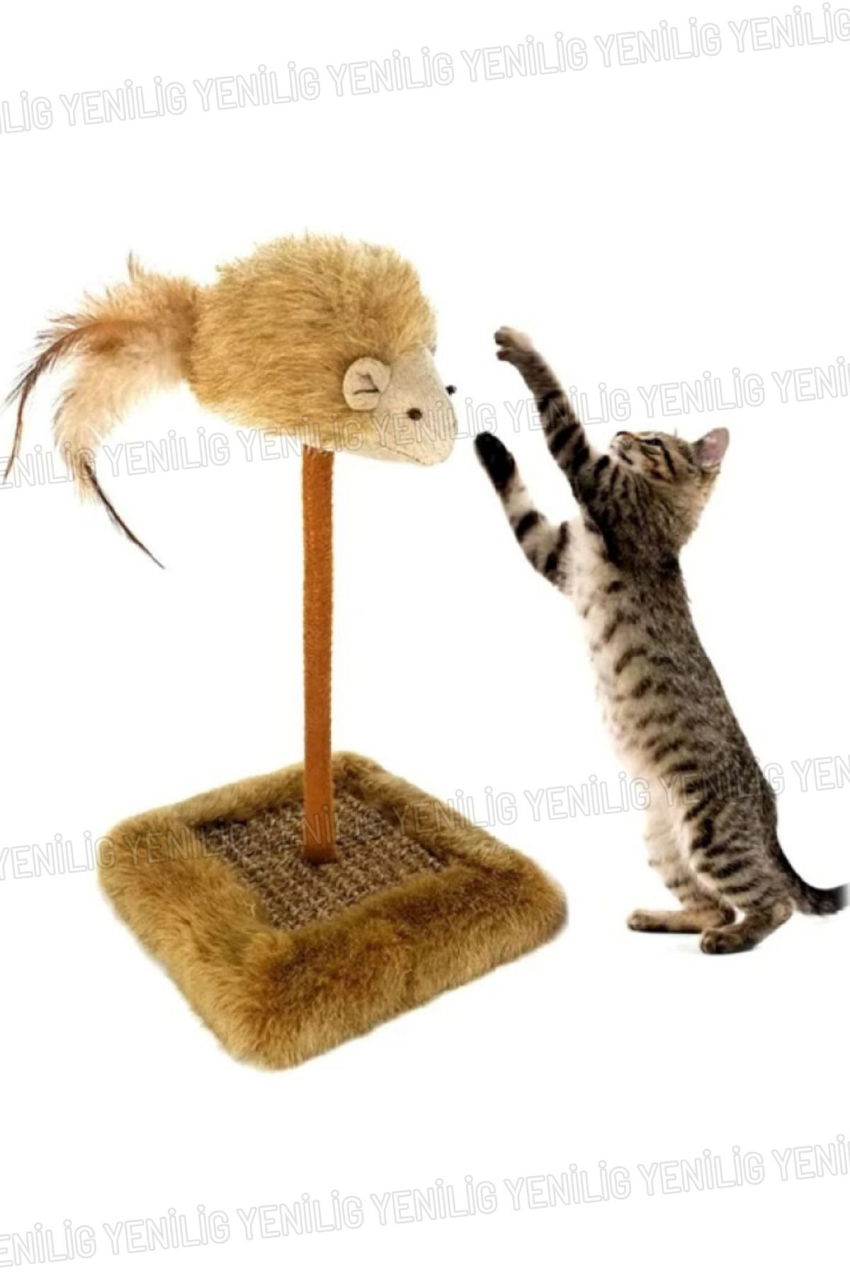 Yenilig Sesli Oyuncaklı Kedi Tırmalama Tahtası | Zilli Fareli Kedi Oyuncağı | Tırnak Törpüleme ve Oyun Alanı
