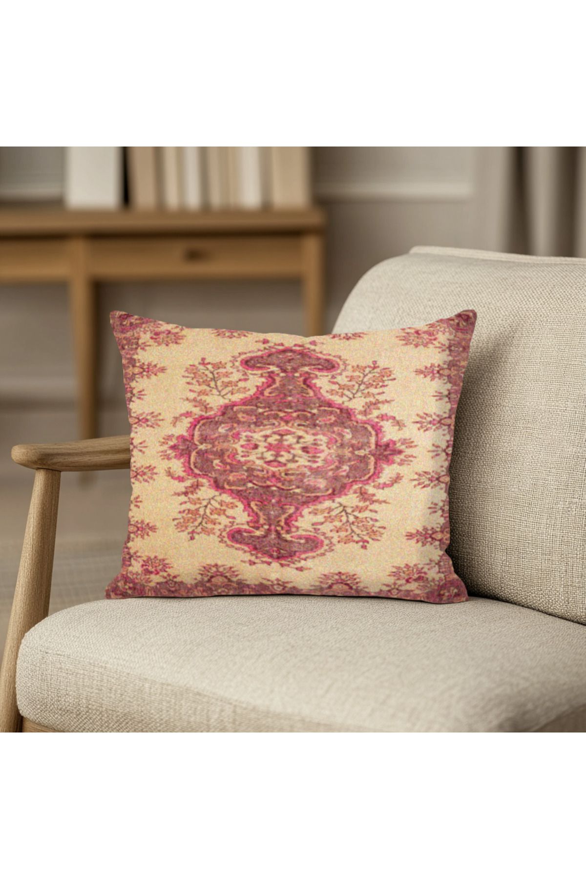 TURKISHRUG KINGDOM Kilim Desenli Dijital Baskılı Kırlent Kılıfı Kare