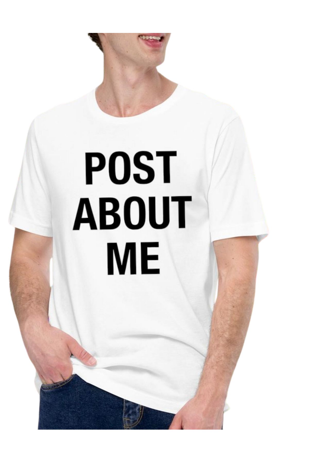 AEMİ Unisex Post About Me Yazılı Oversize T-Shirt