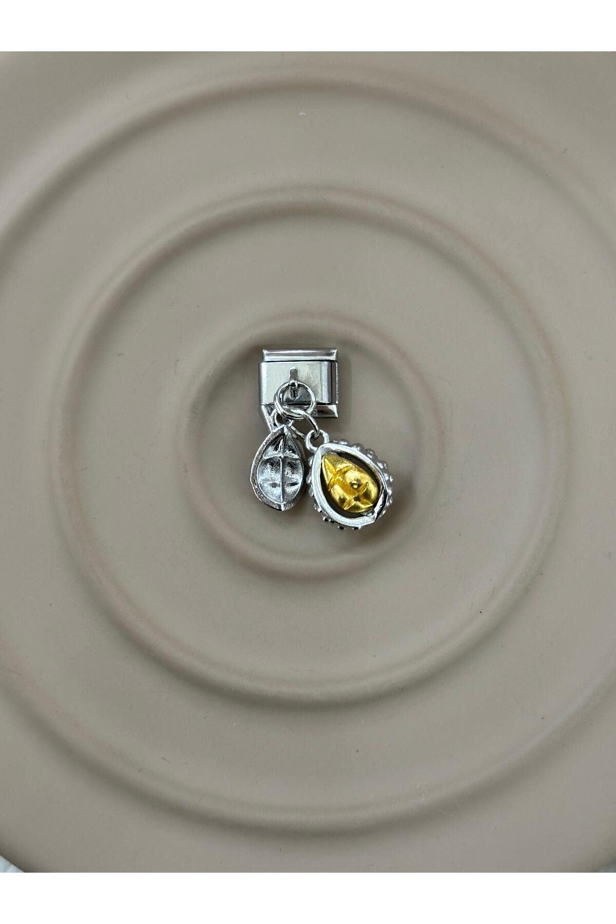 MSBTAKI stainless steel 316L Çelik Paslanmaz ve Kararmaz Sarı İç Dty Charm
