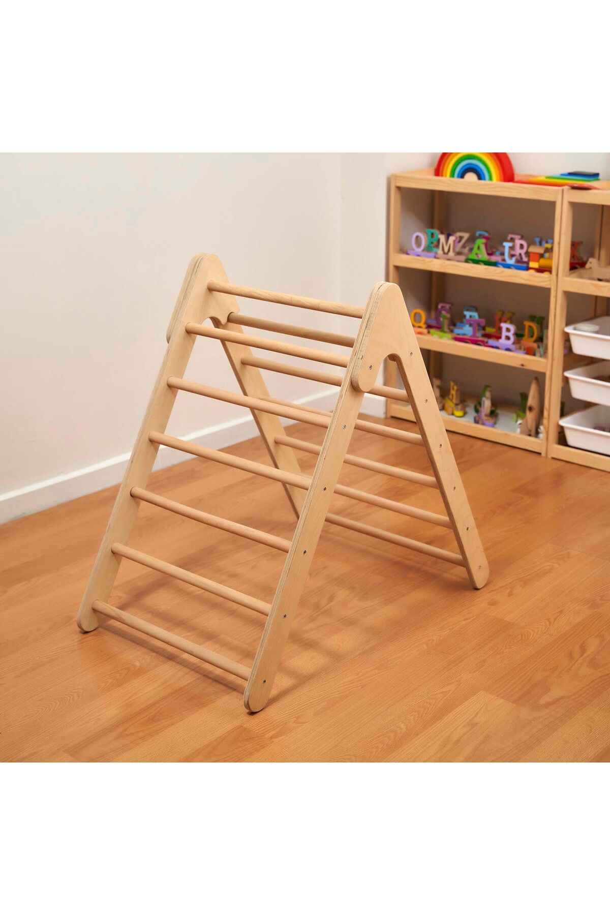 Monti Mania Montessori Pikler Üçgeni, Ahşap Tırmanma Merdiveni, Doğal Gelişim Oyuncağı, 3-7 Yaş, 75 cm