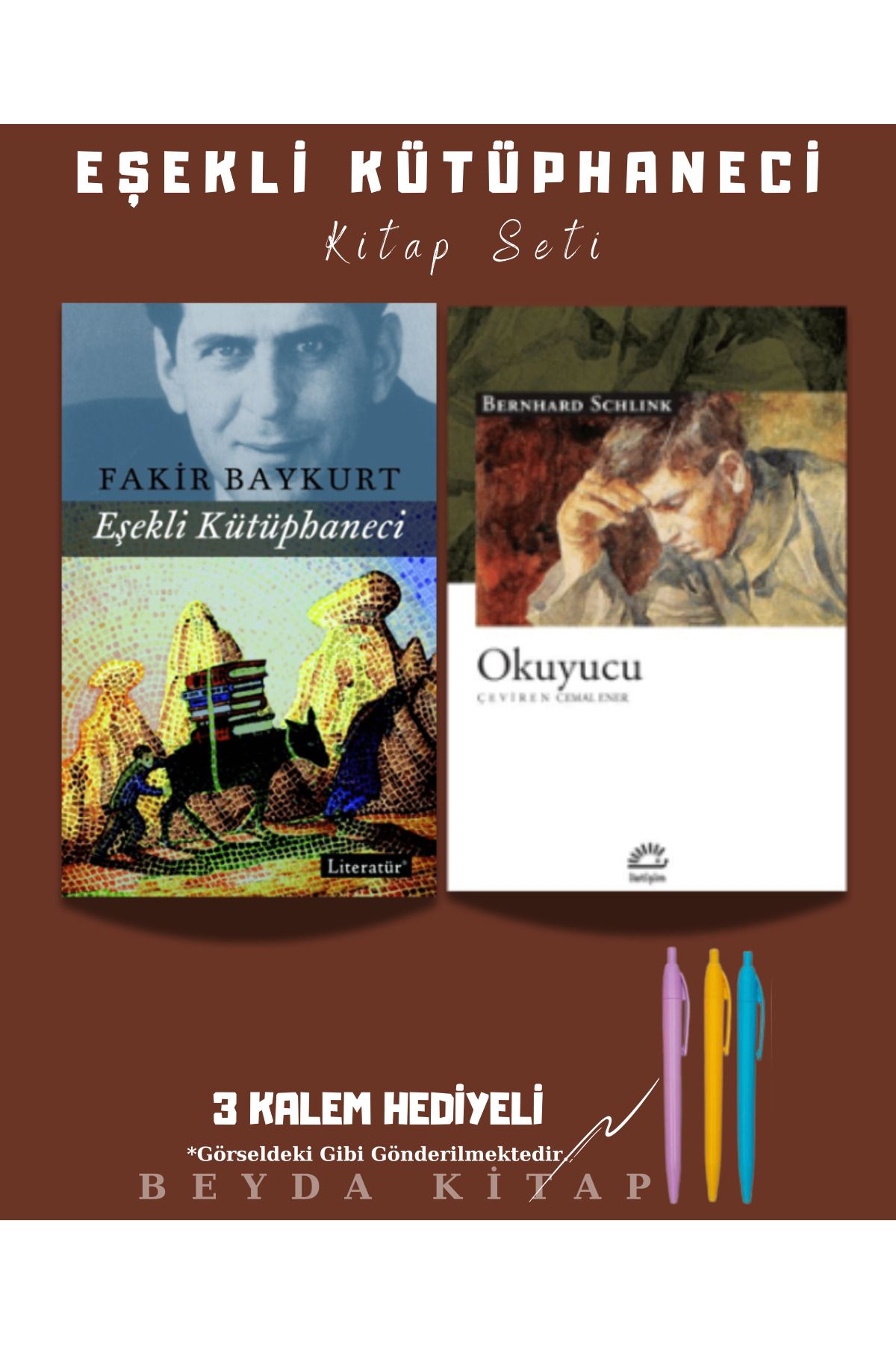 İletişim Yayınları Eşekli Kütüphaneci - Okuyucu - Kitap Seti - Kalem Hediyeli