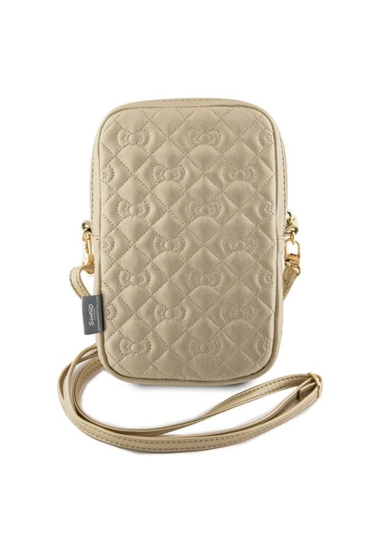 Hello Kitty-Bag, Eco-Leather, Quilted Bows Strap, Gold 3