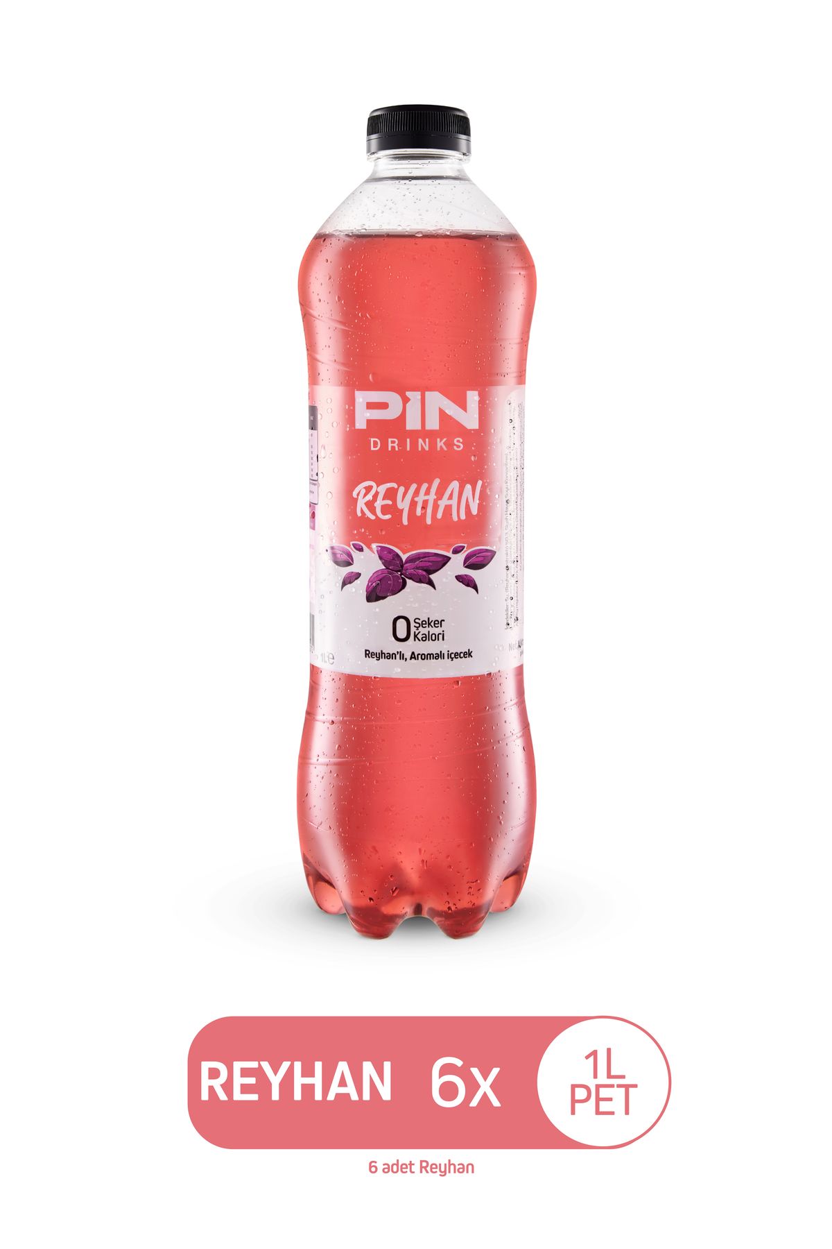 Pin Reyhan Çayı - Şekersiz & Kalorisiz 1 Litre X 6 Adet