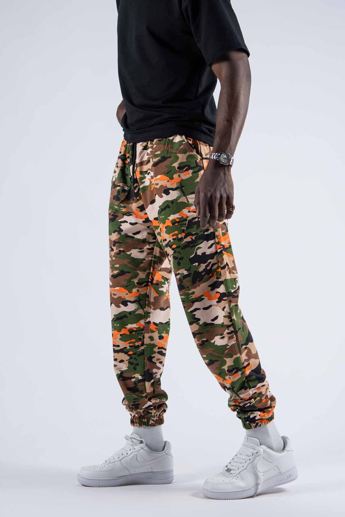 SUPERBLUE Unisex Dijital Baskılı Kamuflaj Jogger Lastik Paça Cepli Eşofman Altı Pantolon