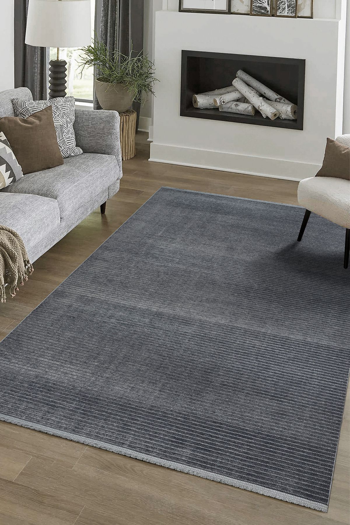 Halı Nar Ada Kaymaz Taban Yıkanabilir Dokuma Antrasit Kilim Koridor Yolluk Mutfak Modern Salon Halısı
