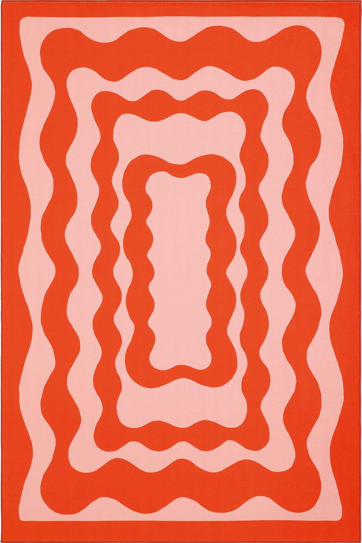 Cool Halı Agnes Turuncu Pembe Halı Retro Modern Dalgalı Desenli Yumuşak Halı Makinede Yıkanabilir İpeksi Halı
