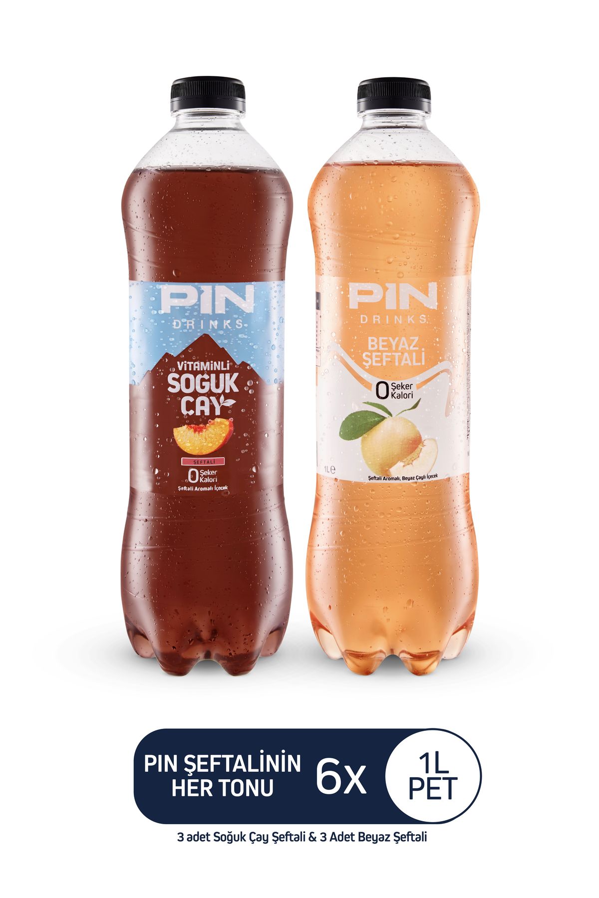 Pin Şeftalinin Her Tonu-soğuk Çay Şeftali & Beyaz Şeftali-şekersiz & Kalorisiz 6 Adet X 1 Litre Ice Tea