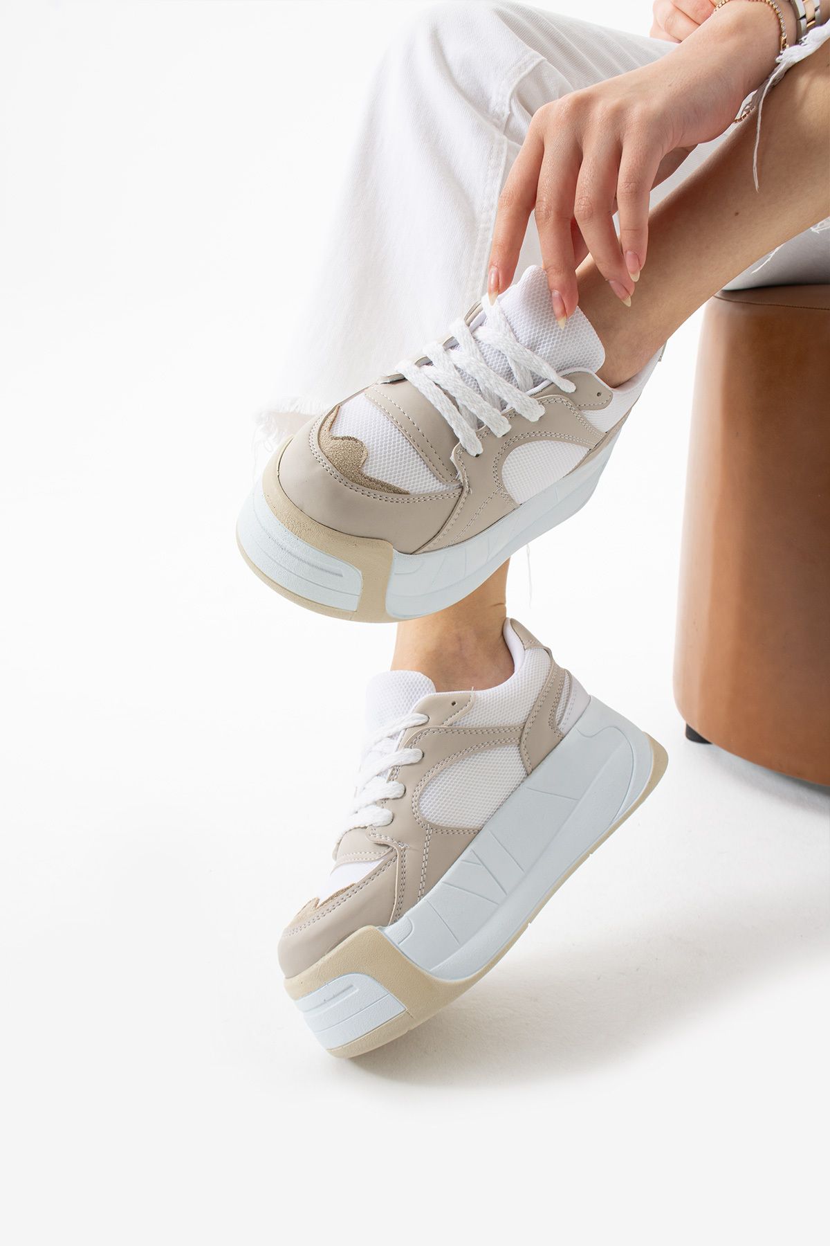 TexFoot Kadın Yüksek Dolgu Platform Taban Air Mesh Örme Memory Foam İç Taban Sneaker Spor Ayakkabı