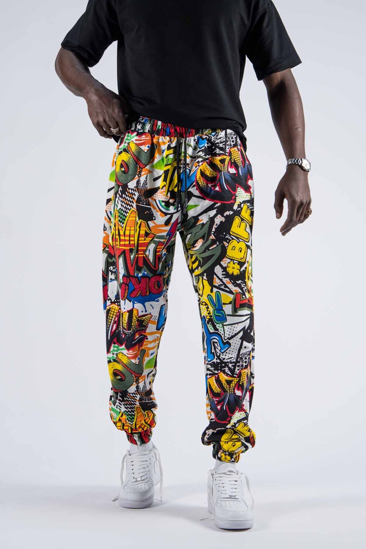 SUPERBLUE Unisex Dijital Baskılı Jogger Lastik Paça Cepli Eşofman Altı Pantolon