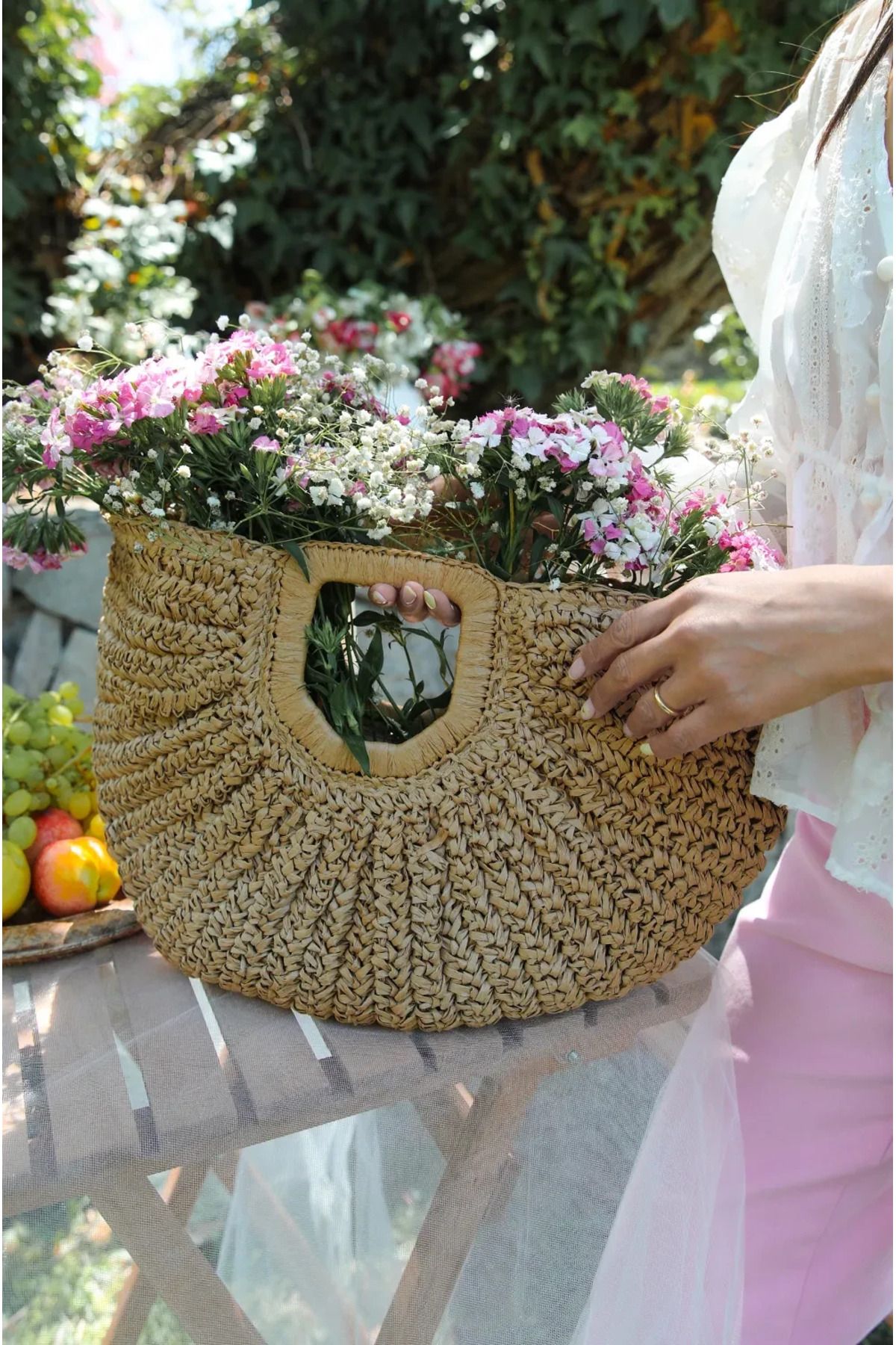 BAGS Fıore Camel Hasır Çanta