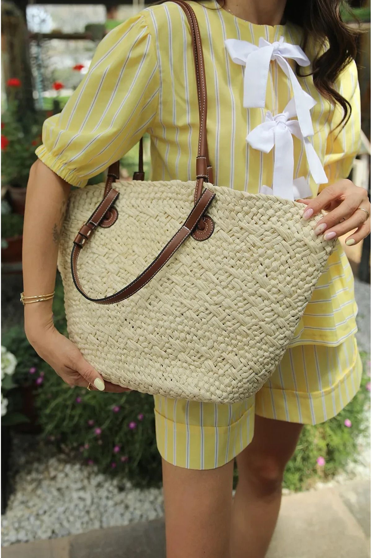 BAGS Douce Bej Hasır Çanta