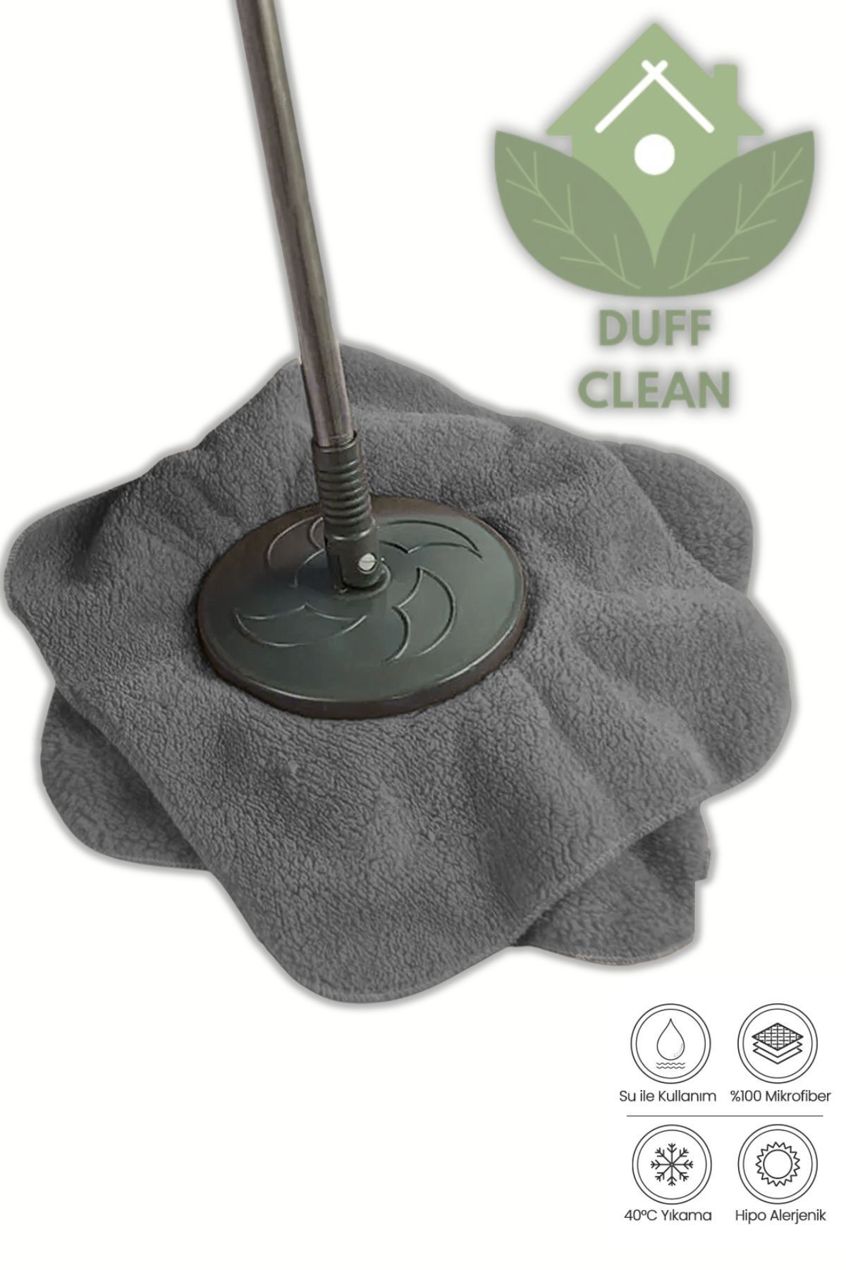 DUFF CLEAN (1 ADET) Standart Ölçü Döner Başlıklı Yedek Mop Bezi Lüks Kalite Mikrofiber