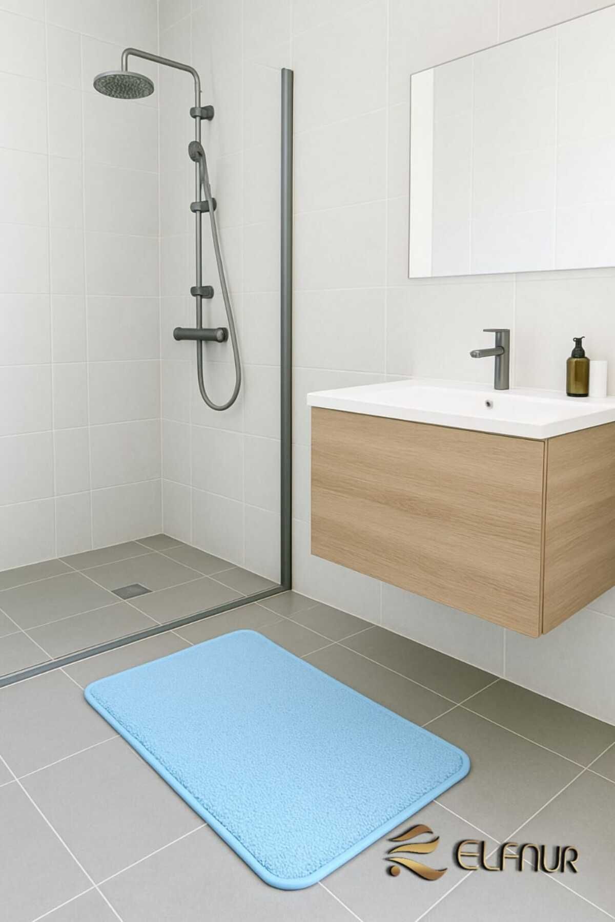 elfnur 1 Adet ) 40*60 CM Şık Tasarım Banyo Paspası Kaymaz Tabanlı Su Emici Yapı Kare