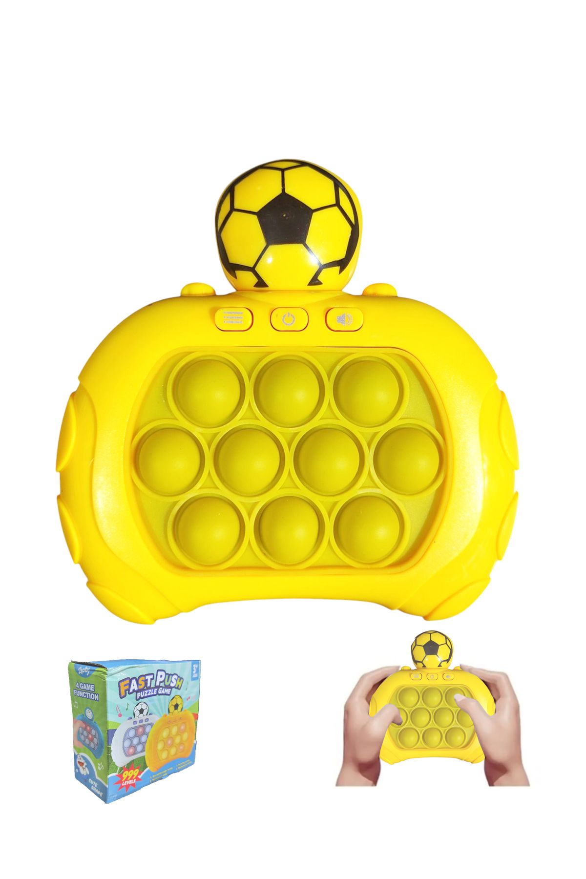 Limmy Popit Makinesi Işıklı Oyun Fast Push Pilli Fidget Kabarcık - Futbol Sarı