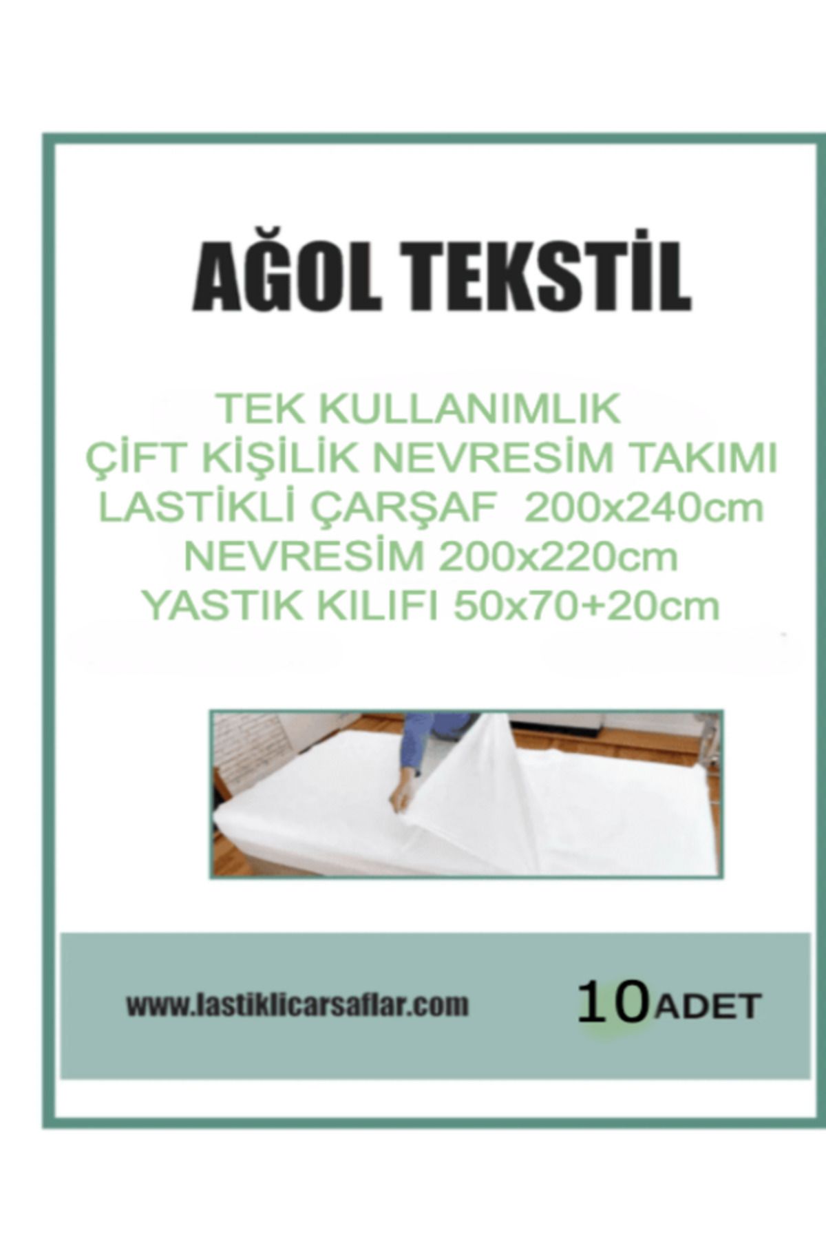 ağol tekstil Çift Kişilik Nevresim Takımı – 10’lu Set | Tek Kullanımlık, Lastikli Çarşaflı, Hijyenik Yatak Seti