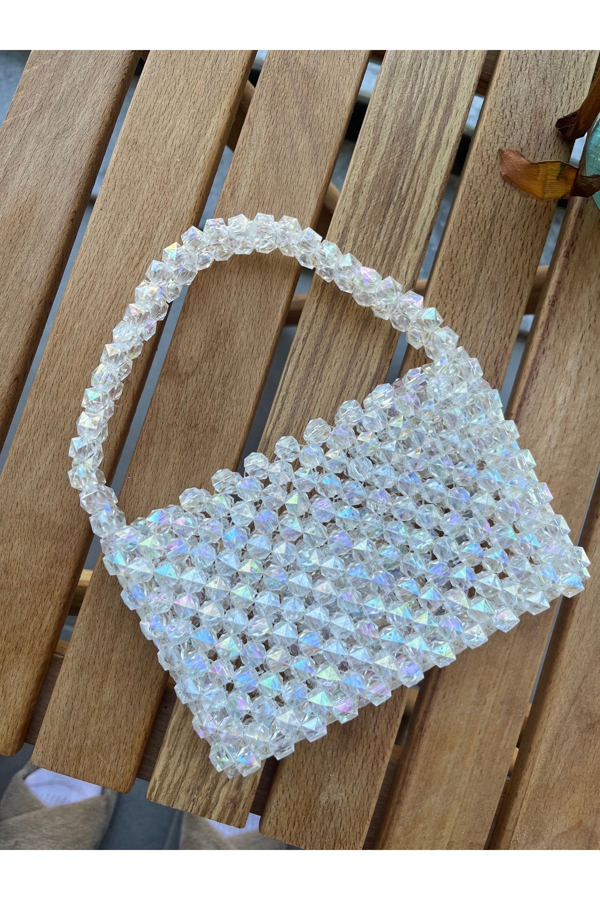 shop Beyaz Kristal Boncuk Çanta El Yapımı/Özel Tasarım