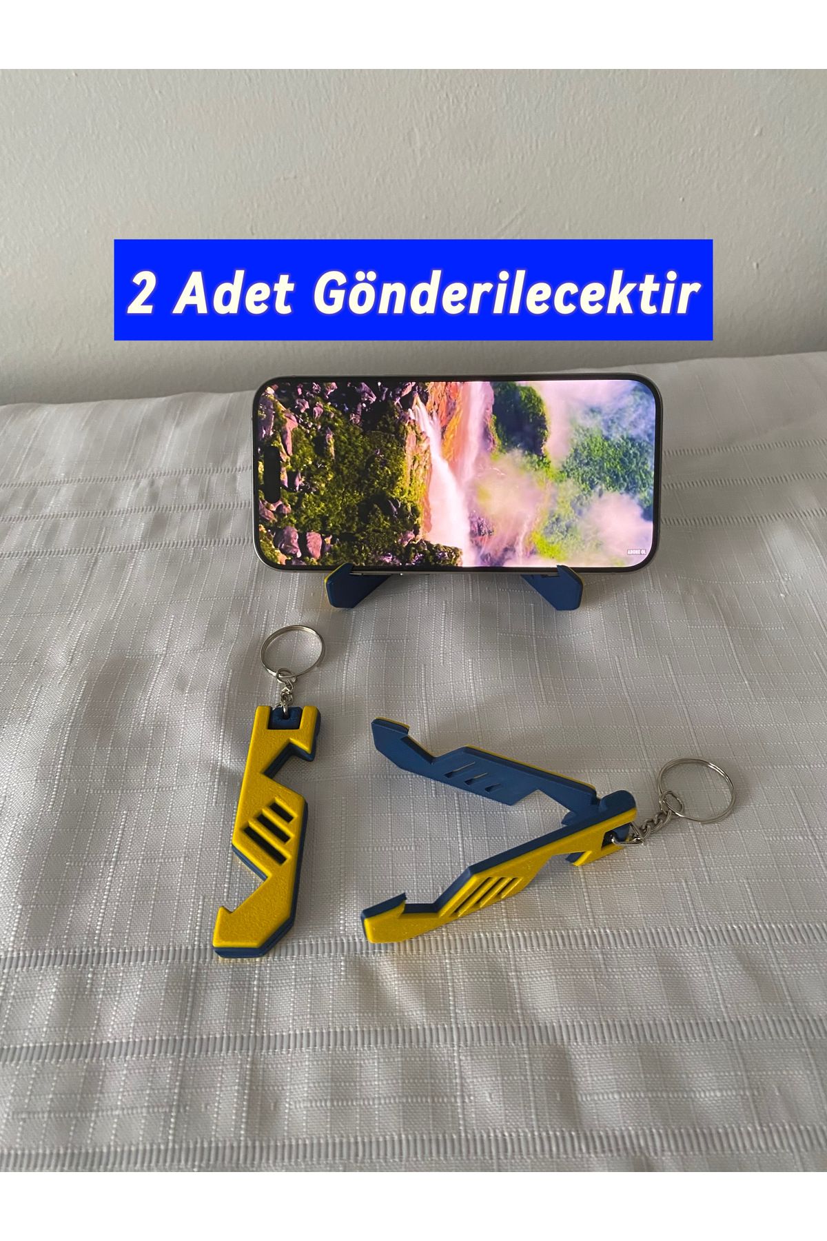 Tasarım 🟡🔵 2 Adet Telefon Standı Anahtarlık