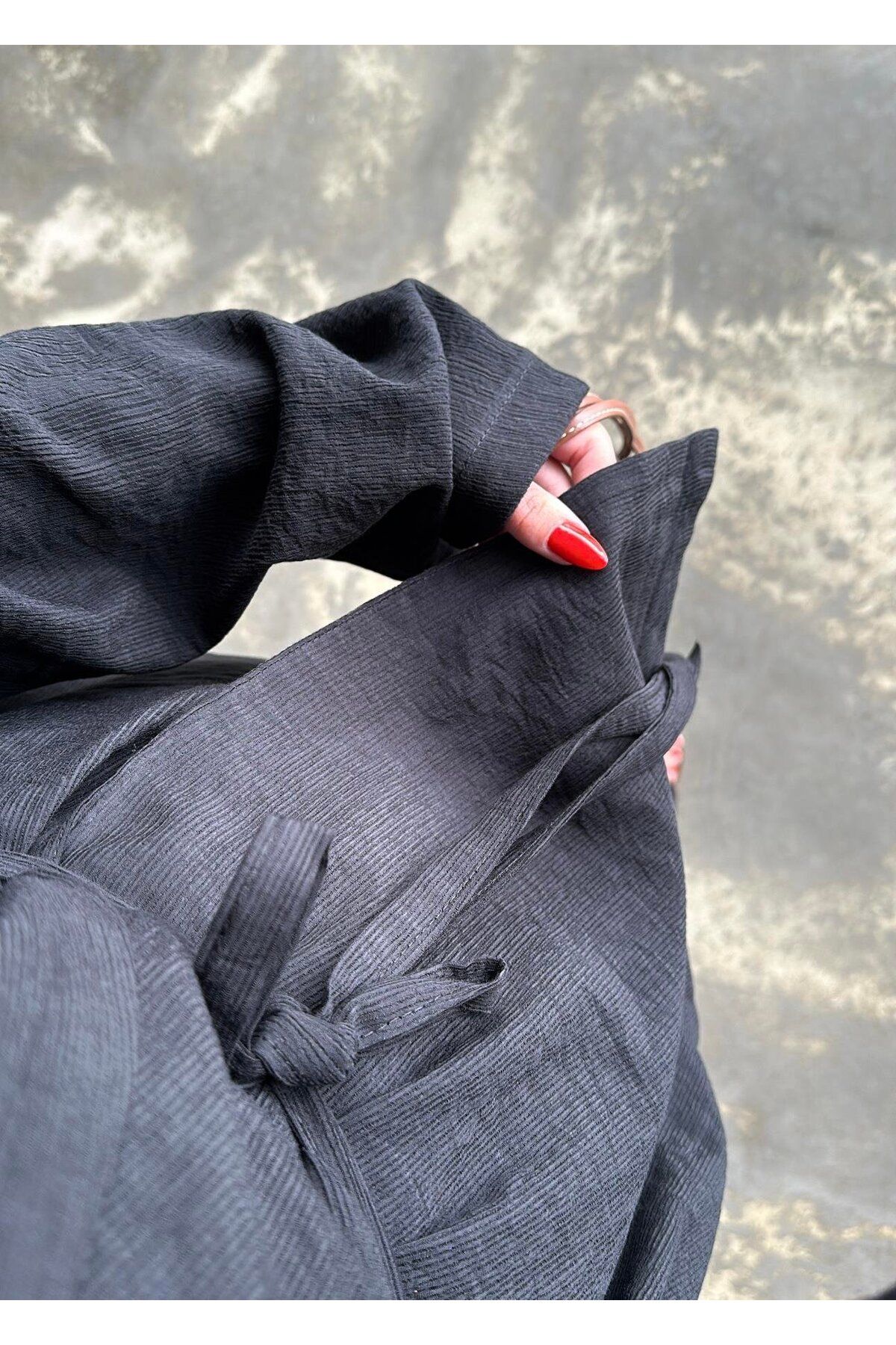 AlisaSu Kadın Şal Yaka Krinkıl Kimono Takım