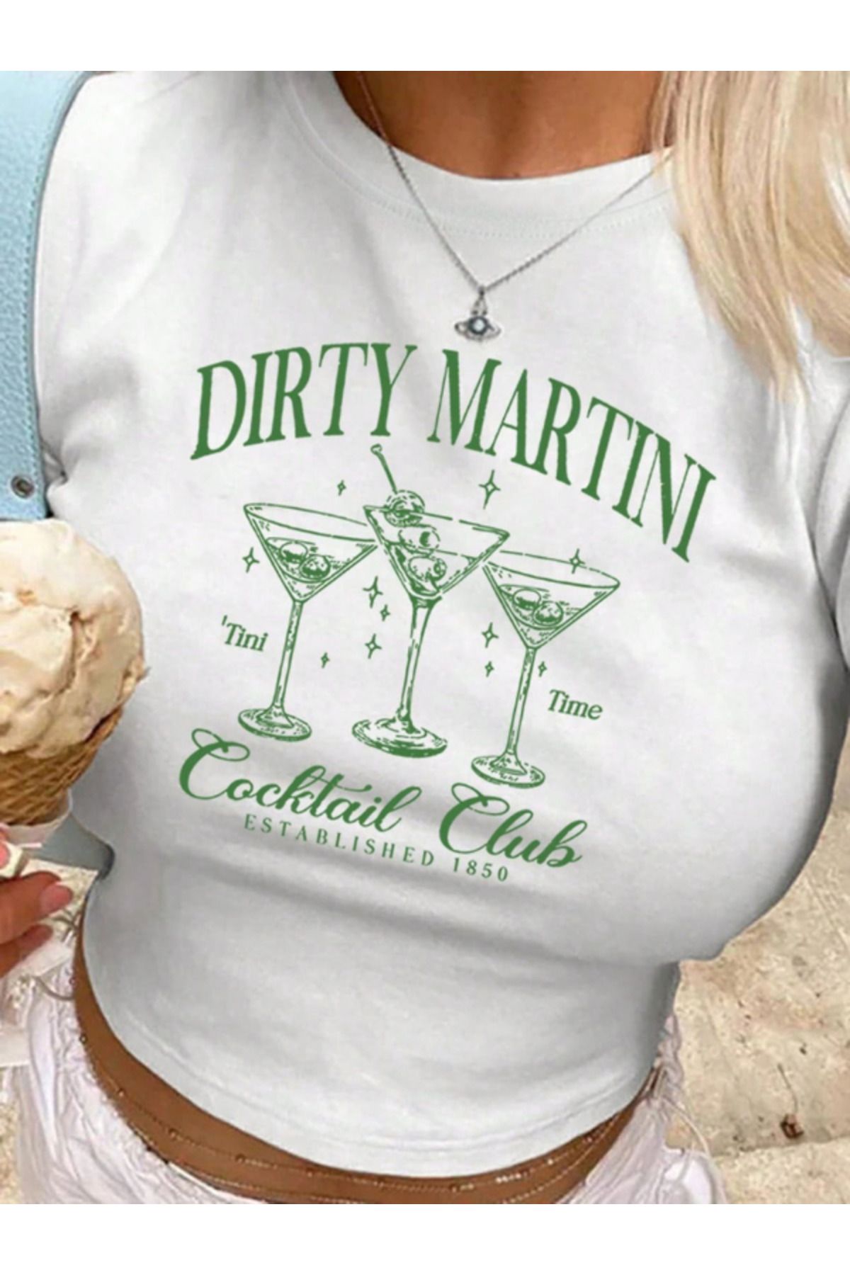 DEEFWEAR DREICH DIRTY MARTINI BASKILI BEYAZ CROP