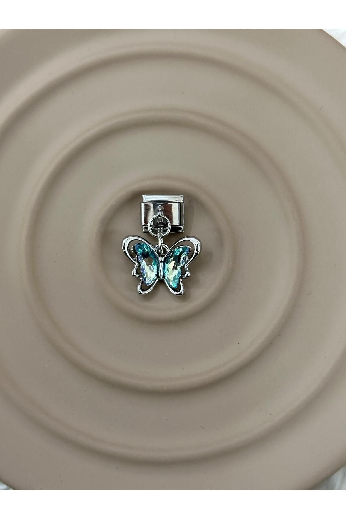 MSBTAKI stainless steel 316L Çelik Paslanmaz ve Kararmaz Yşl Kelebek Charm
