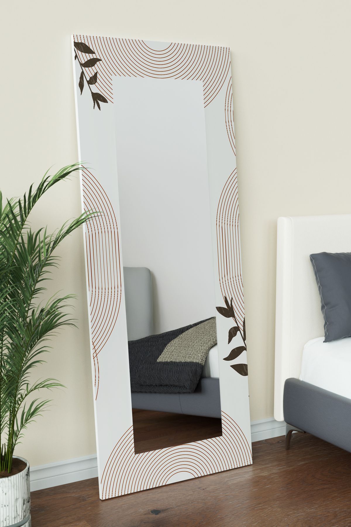 Hediyeler Kapında Minimal Desenli Dekoratif Boy Aynası 150x60 cm