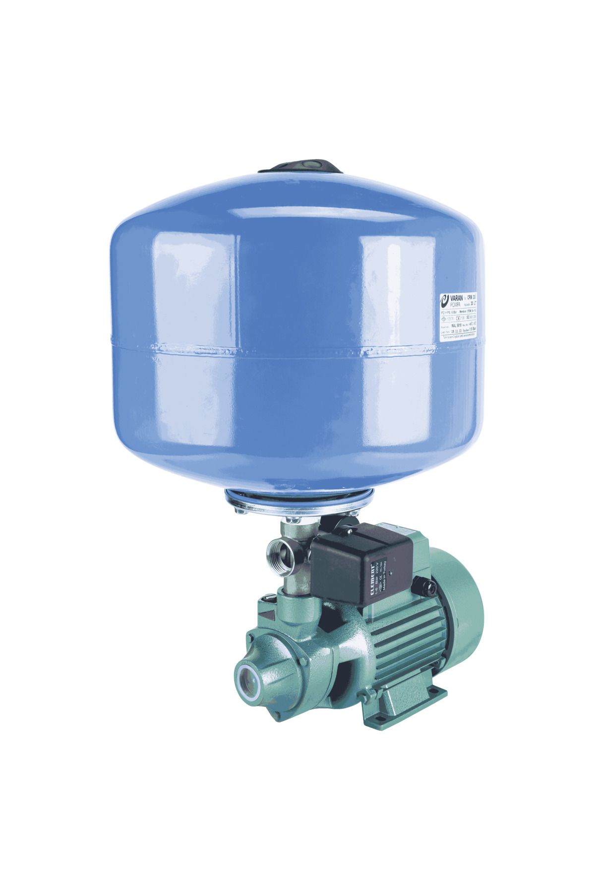 logipump Varan QB-80 HID/24 LT Tanklı Preferikal Pompalı Hidrofor 1 HP/ 0.75 kW, Trifaze 380 V, 20-30 Mss