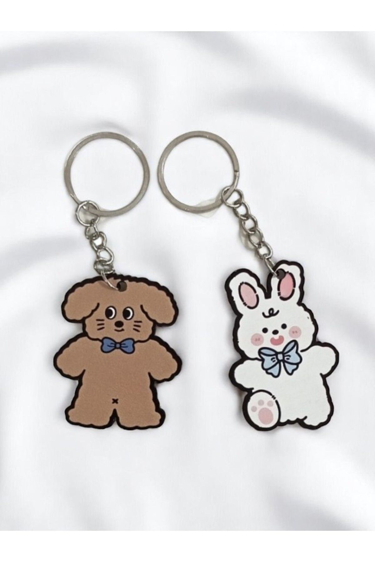Mansura Kawaii Bunny Bear Çift Sevgili Anahtarlık 2 Adet