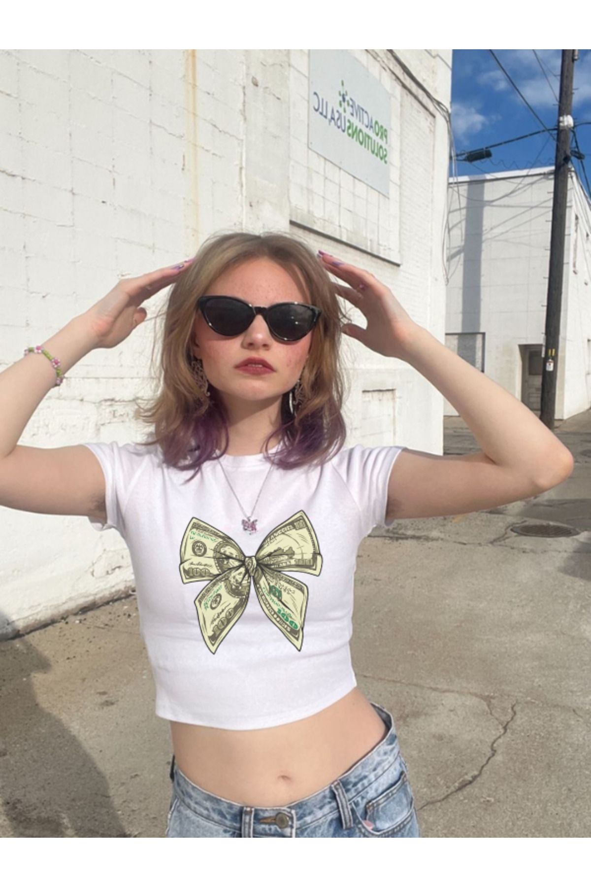DEEFWEAR DREICH DOLAR RIBBON BASKILI BEYAZ CROP