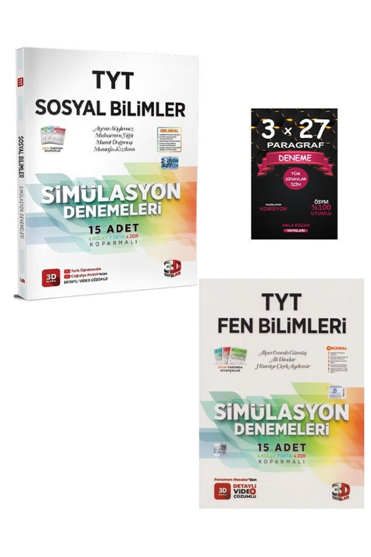 Anla Kazan Yayınları 3D Yayınları TYT Fen Bilimleri+Sosyal Bilimler Simülasyon Deneme+Anlakazan Deneme