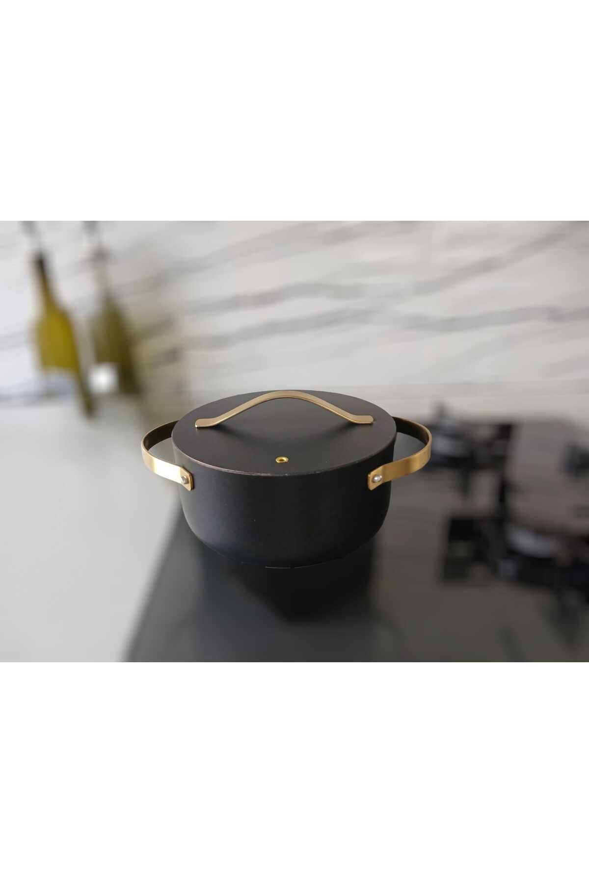 RaleHome Gold-Siyah Granit Çorba Tenceresi 20 Cm