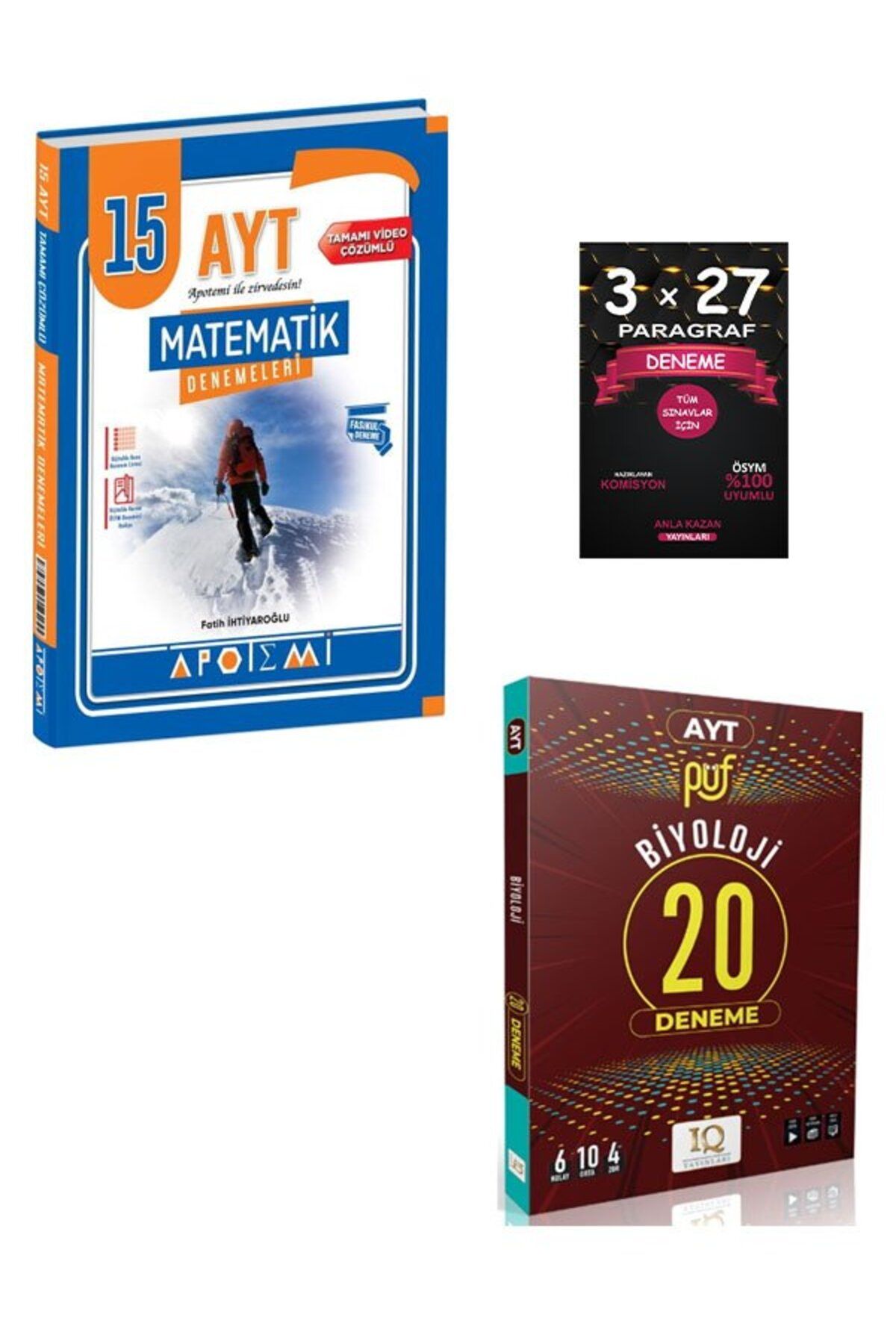 Anla Kazan Yayınları Apotemi+IQ Yayınları AYT Matematik+Biyoloji Deneme+AnlaKazan Paragraf