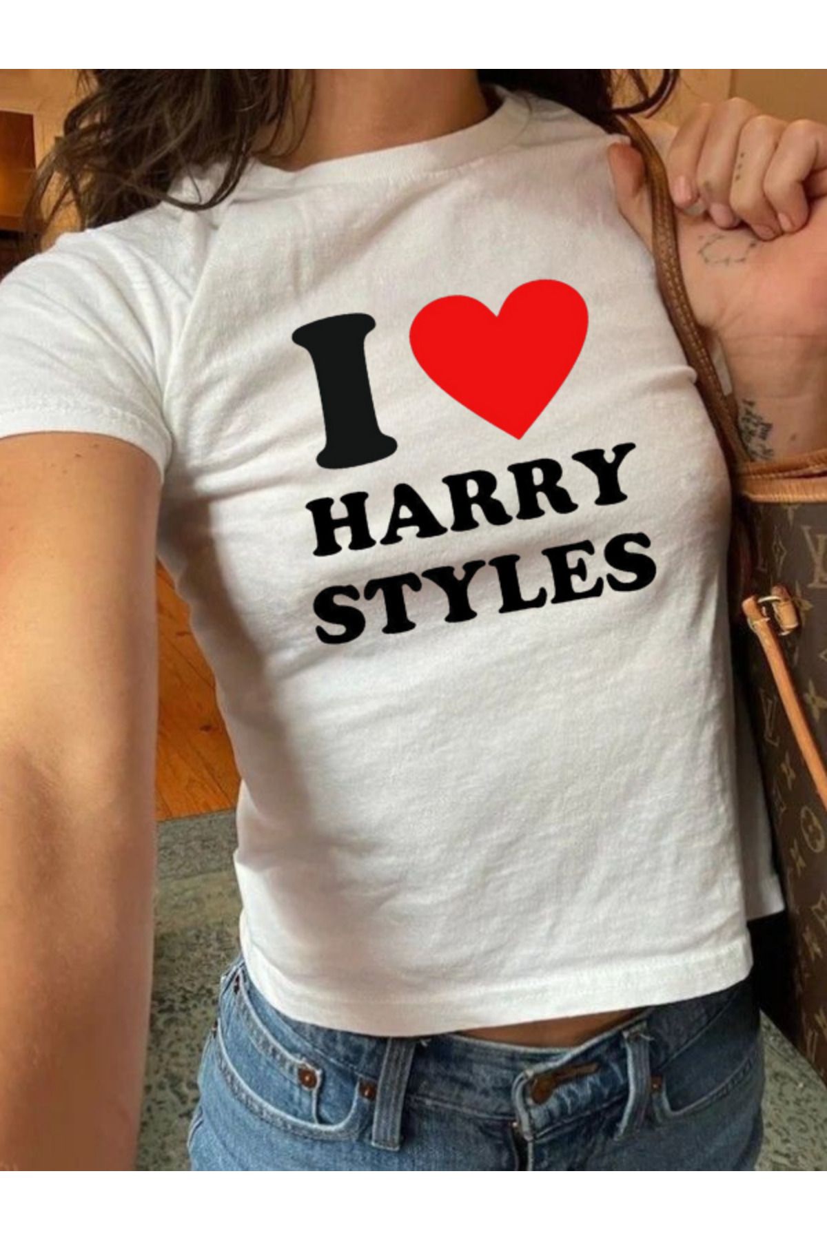 DEEFWEAR DREICH I LOVE HARRY STYLES BASKILI BEYAZ CROP