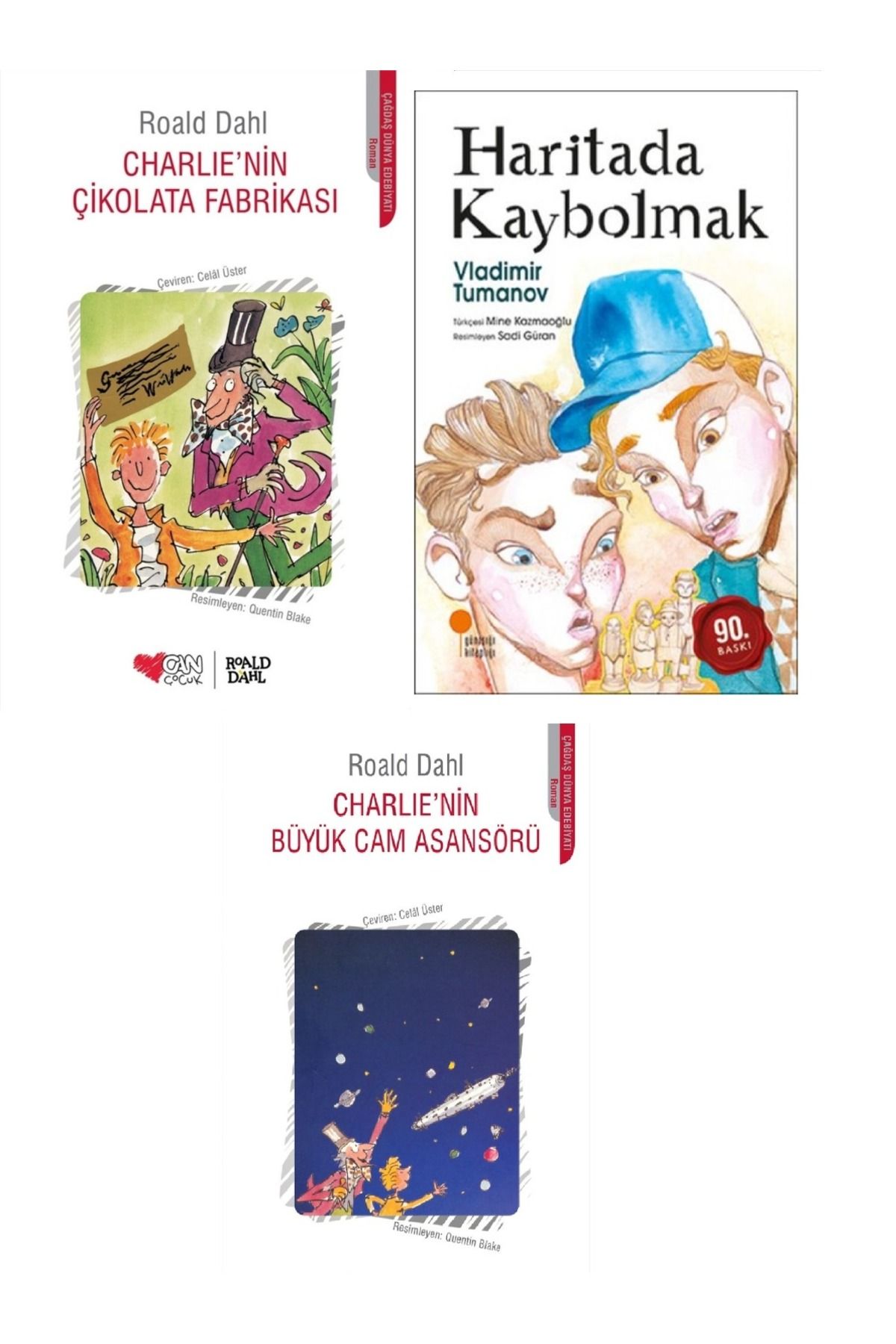 Günışığı Kitaplığı Haritada Kaybolmak & Charlie'nin Çikolata Fabrikası & Charlie'nin Büyük Cam Asansörü ( 3 Lü Set )