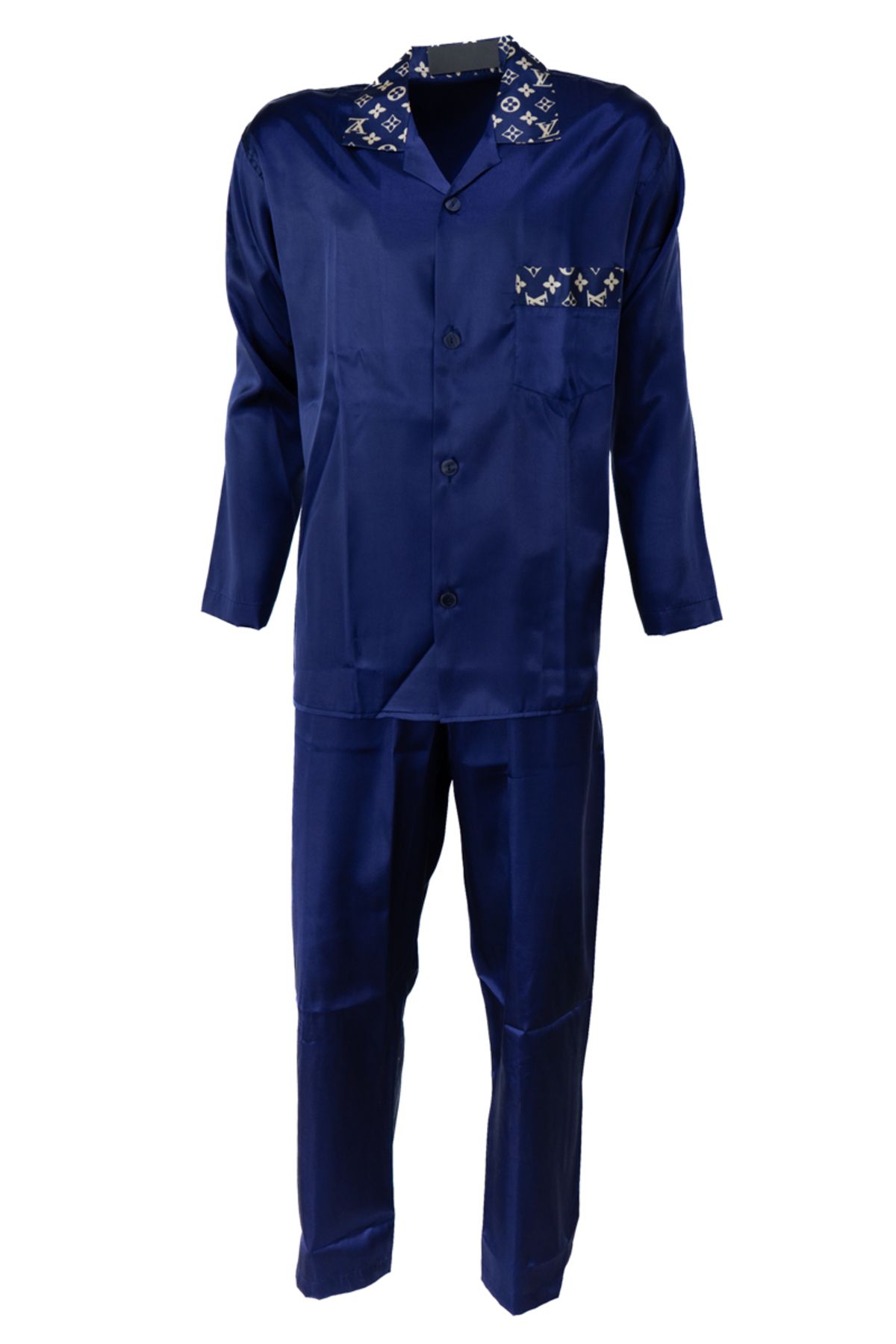 Oppland Erkek Şık Klasik Model Pijama Takımı Premium Saten Kumaş Murcia Model Cepli Tam Kalıp