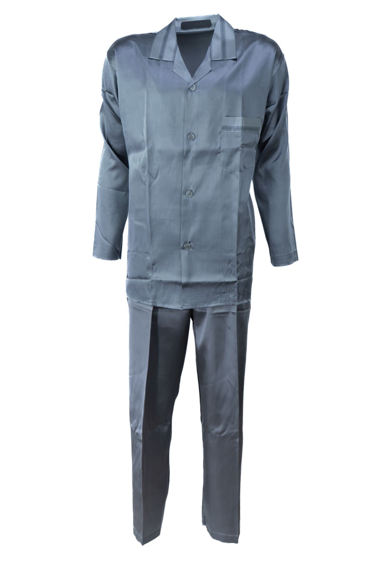 Oppland Erkek Şık Klasik Model Pijama Takımı Premium Saten Kumaş Murcia Model Cepli Tam Kalıp