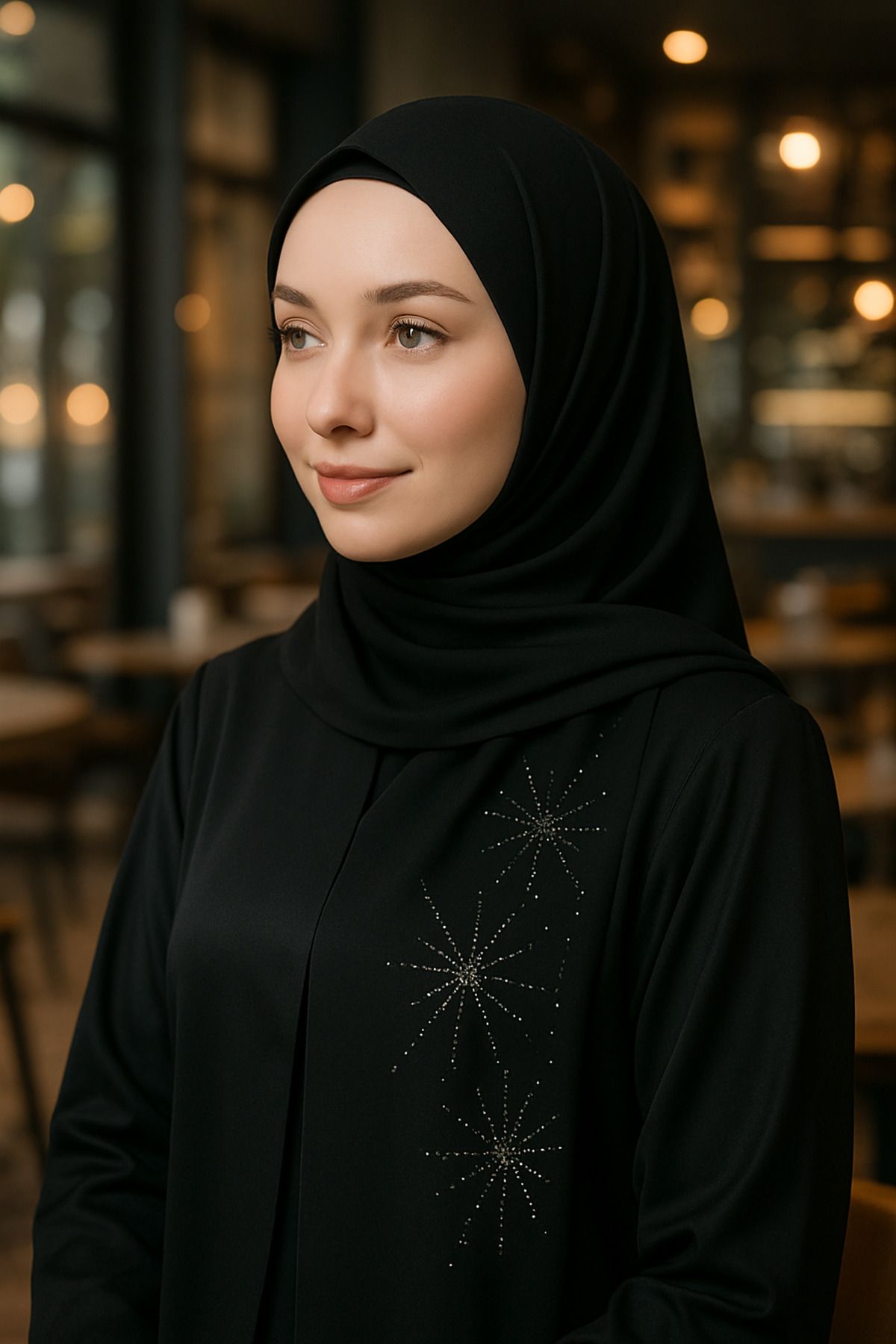 SEEMA Siyah Janjan Şifon Şal